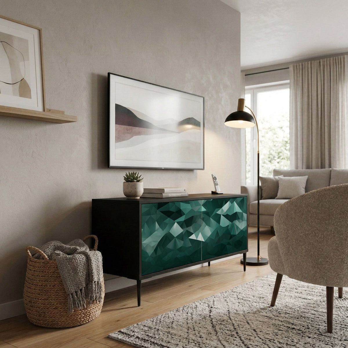 POLYGONAL FLOATING Mueble de TV Compacto de 2 puertas