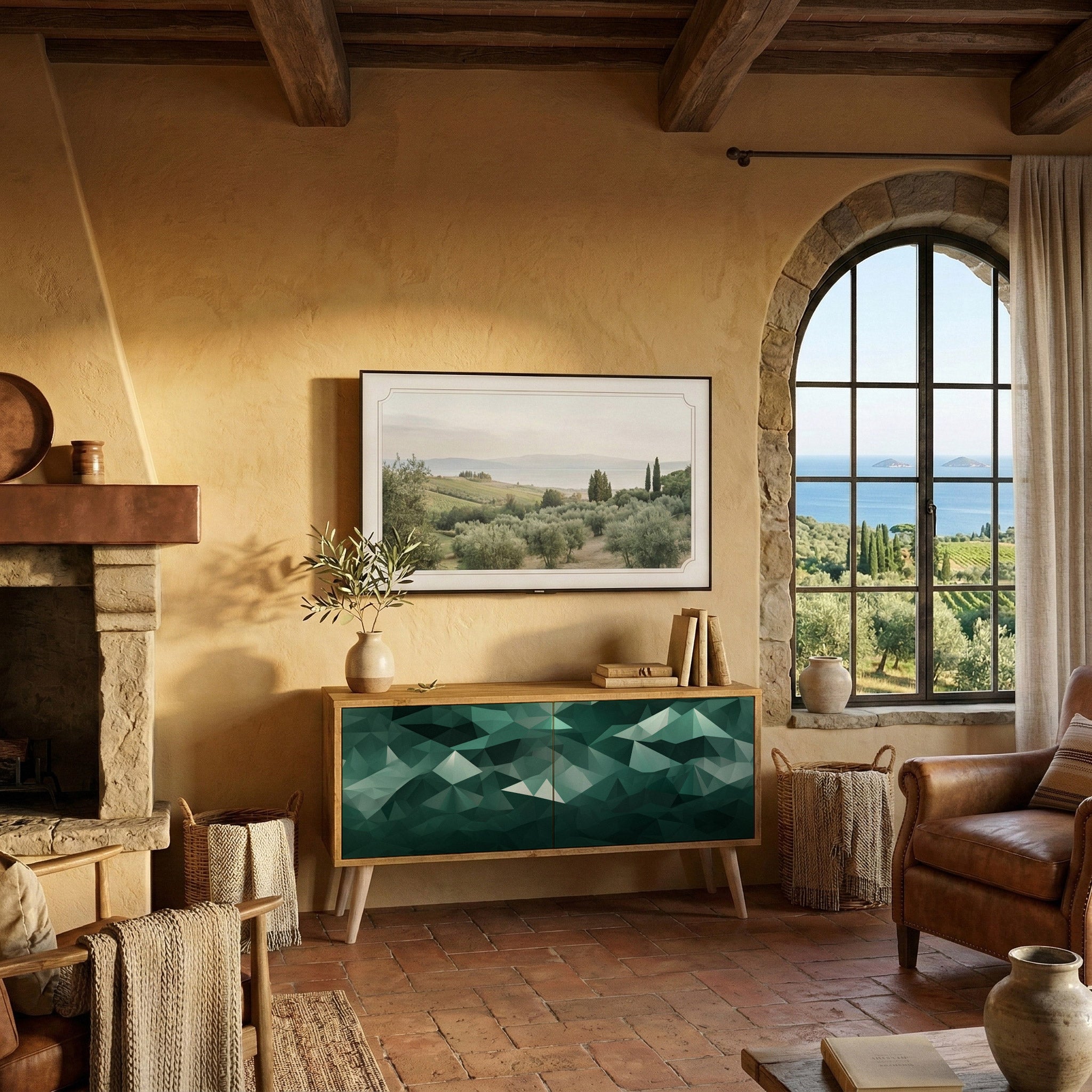 POLYGONAL FLOATING Mueble de TV Compacto de 2 puertas