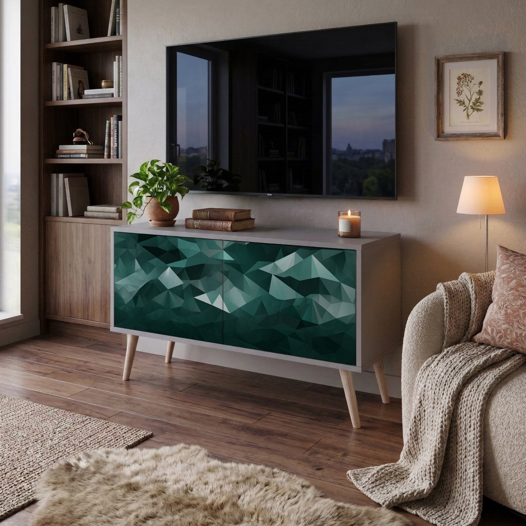 POLYGONAL FLOATING Mueble de TV Compacto de 2 puertas