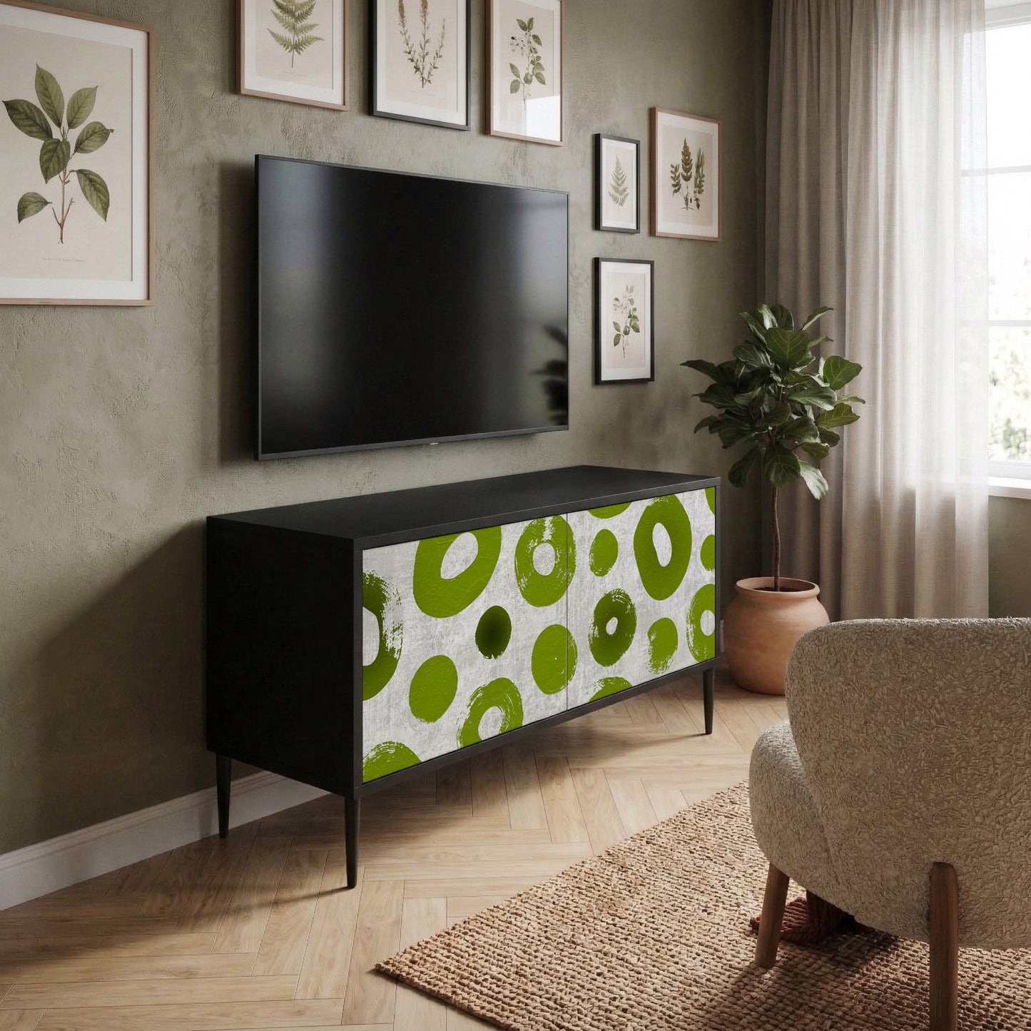 GREEN RHAPSODY Mueble de TV Compacto de 2 puertas
