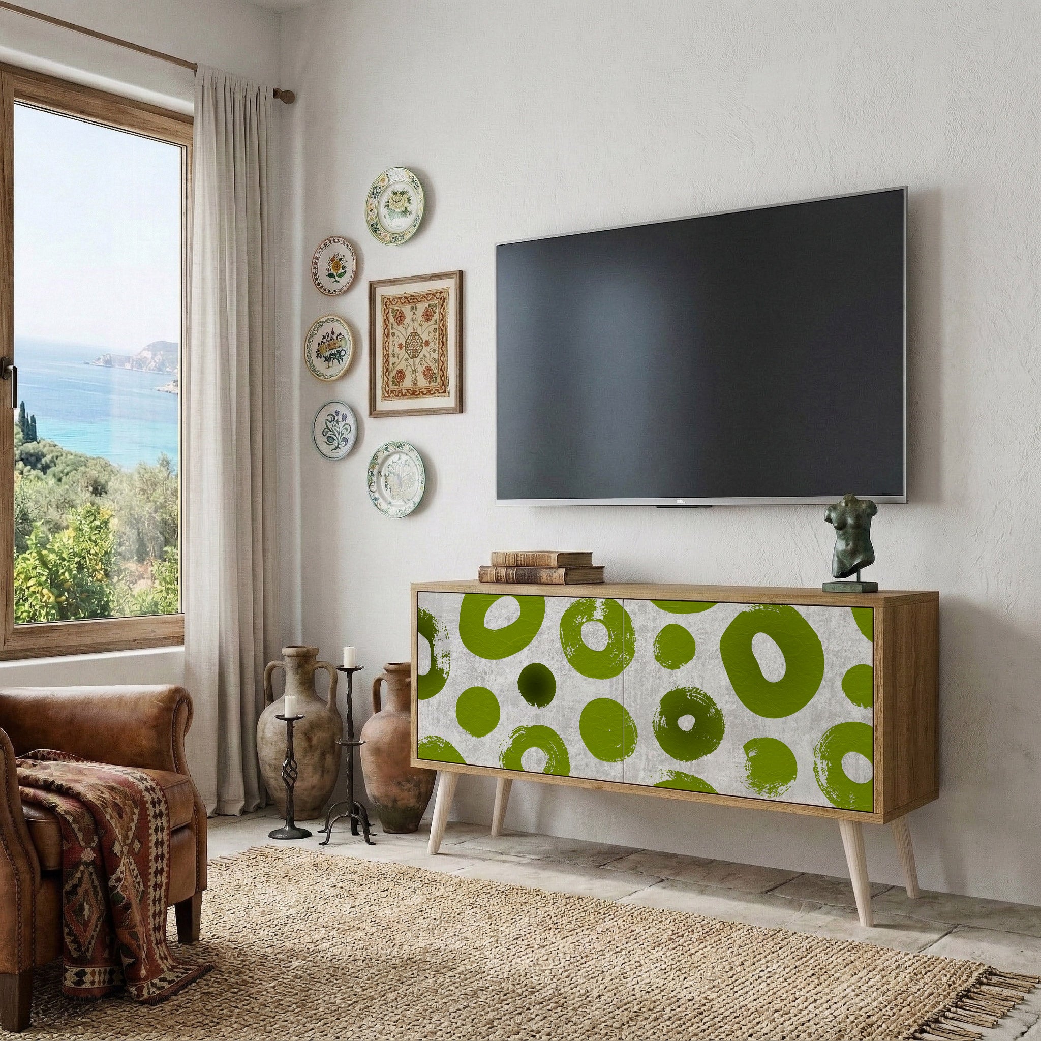 GREEN RHAPSODY Mueble de TV Compacto de 2 puertas