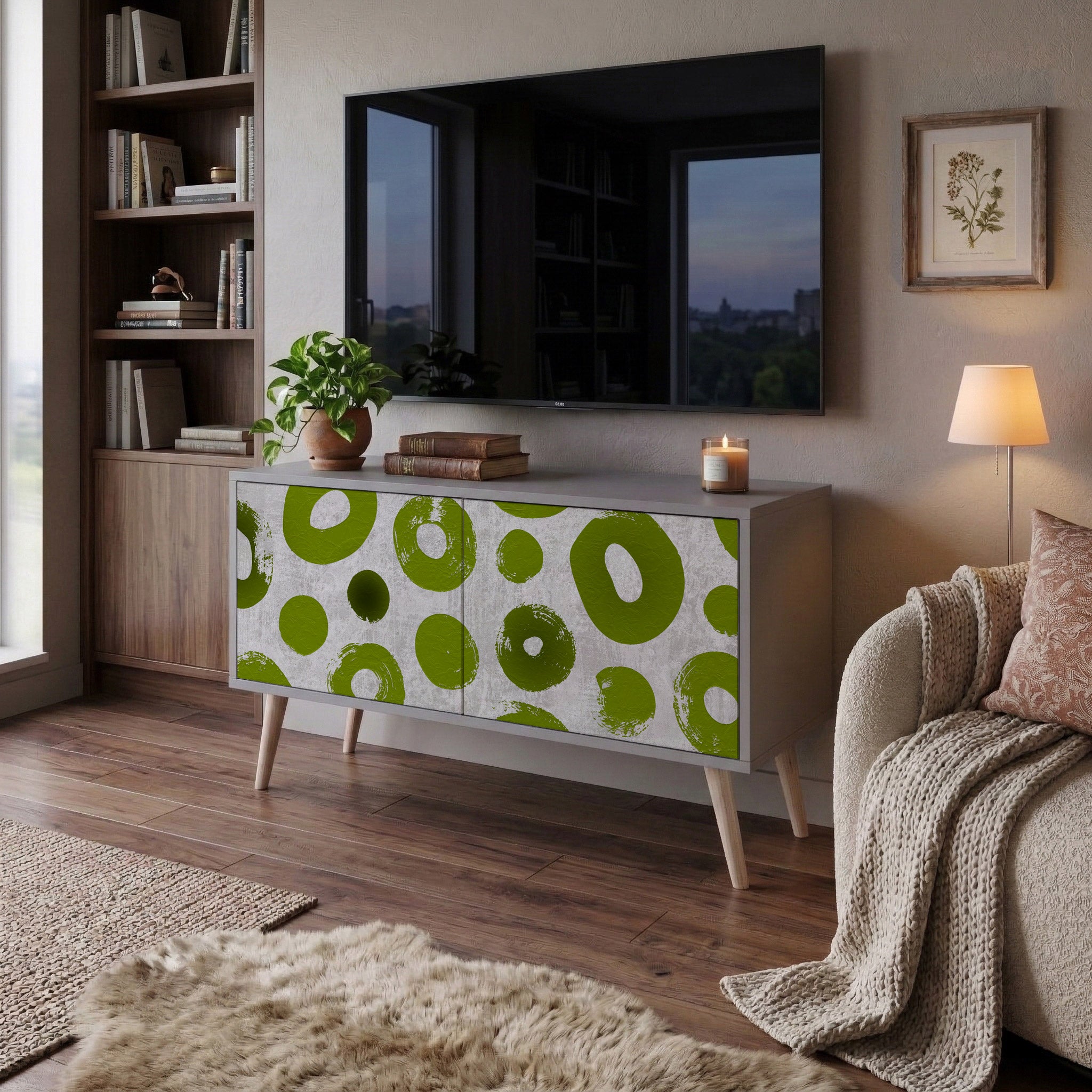 GREEN RHAPSODY Mueble de TV Compacto de 2 puertas