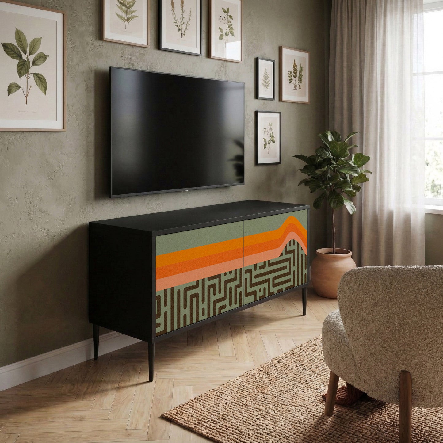 SIMPLE SOLUTIONS Mueble de TV Compacto de 2 puertas