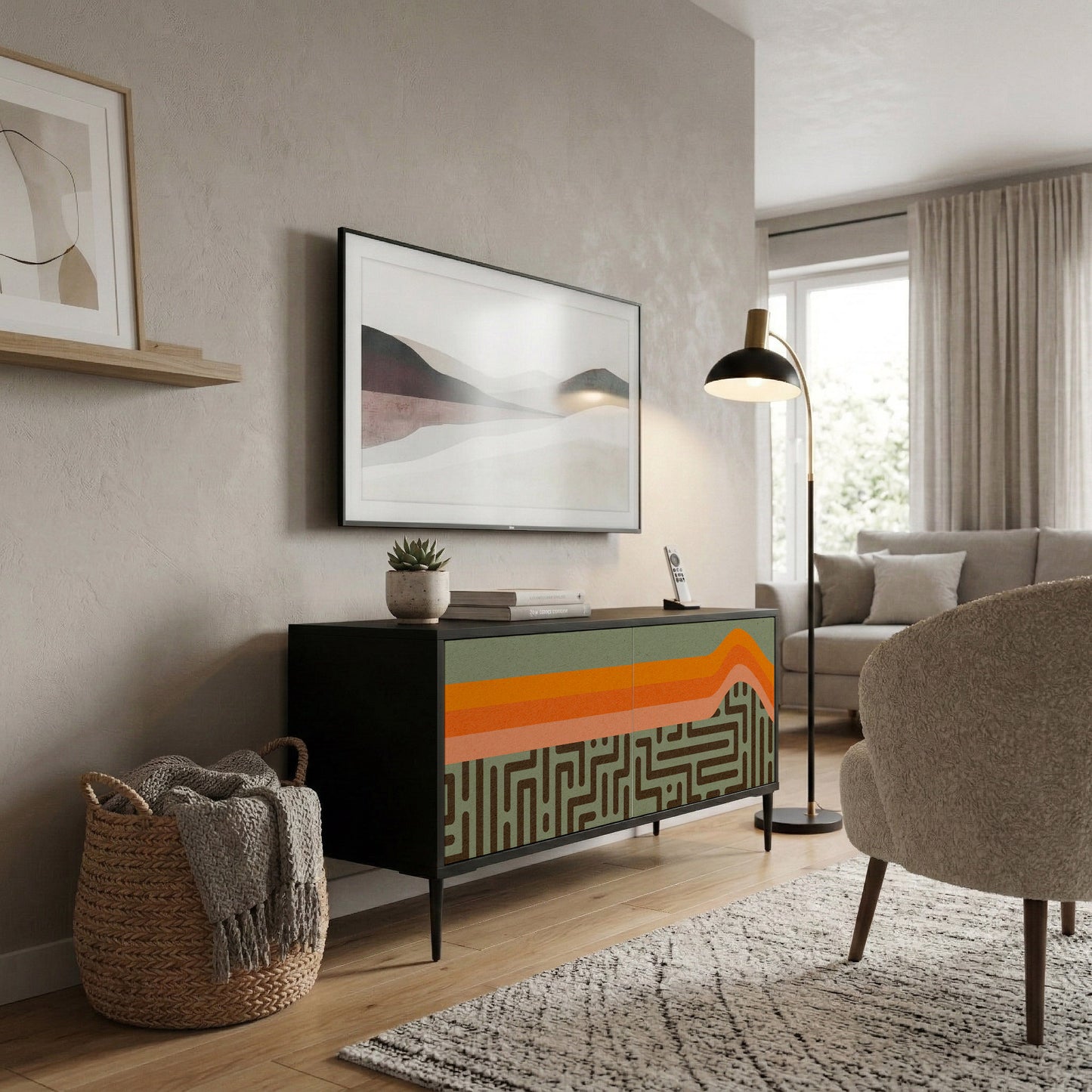 SIMPLE SOLUTIONS Mueble de TV Compacto de 2 puertas