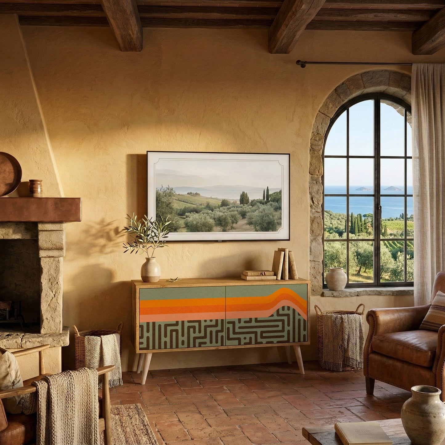 SIMPLE SOLUTIONS Mueble de TV Compacto de 2 puertas