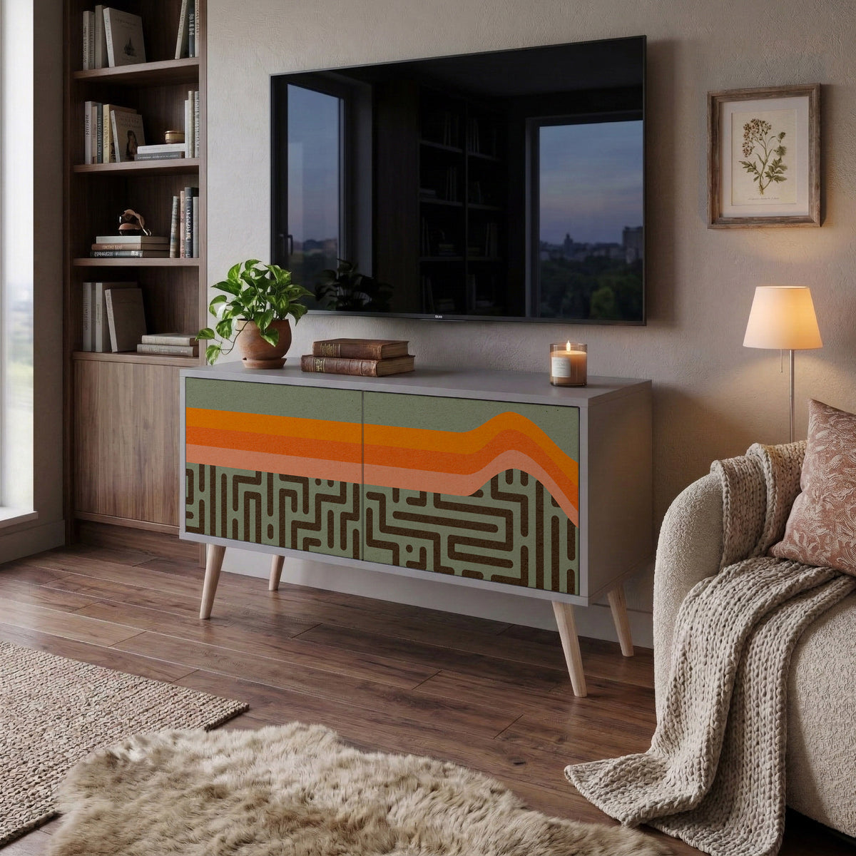 SIMPLE SOLUTIONS Mueble de TV Compacto de 2 puertas