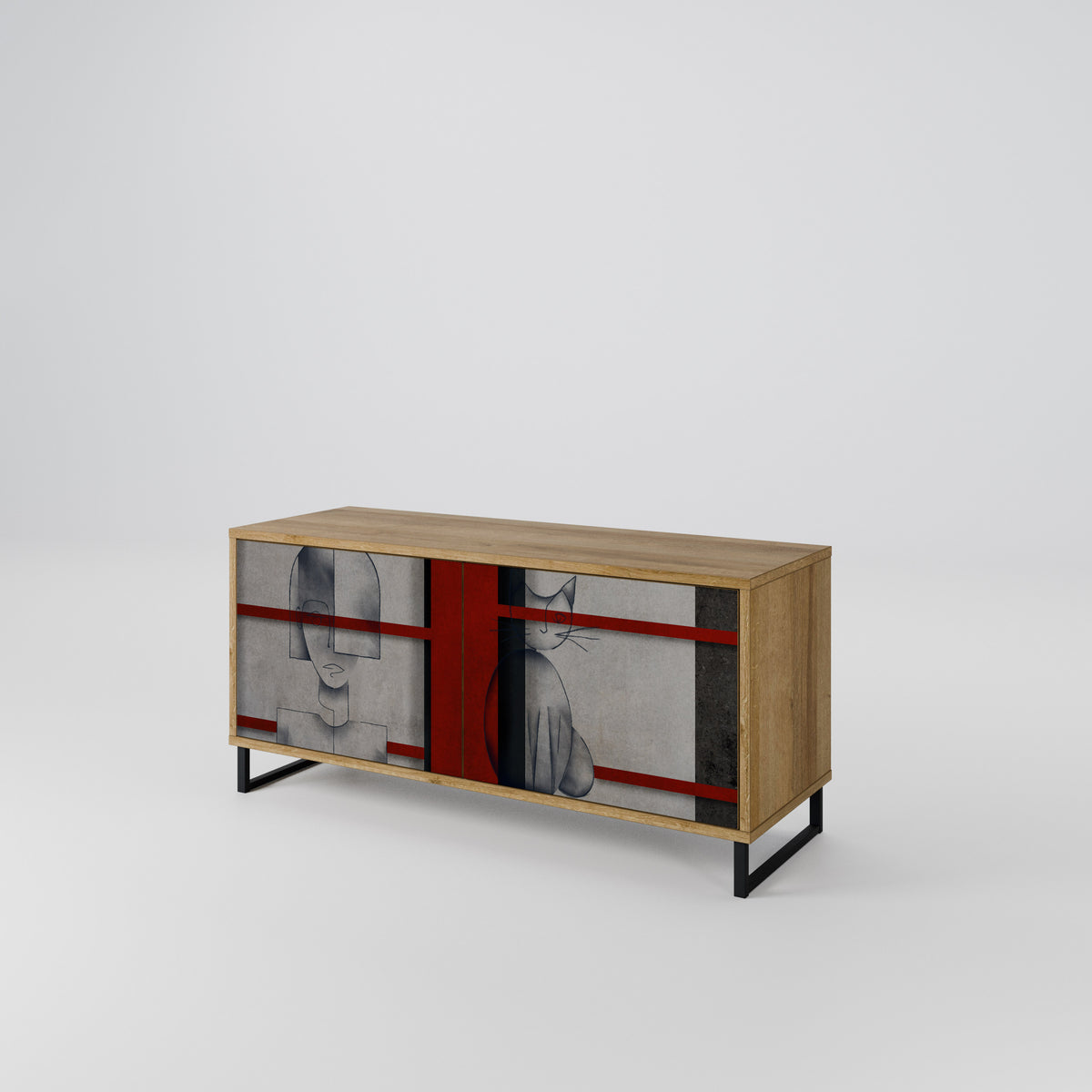 GRAY FIGURES Mueble de TV Compacto de 2 puertas