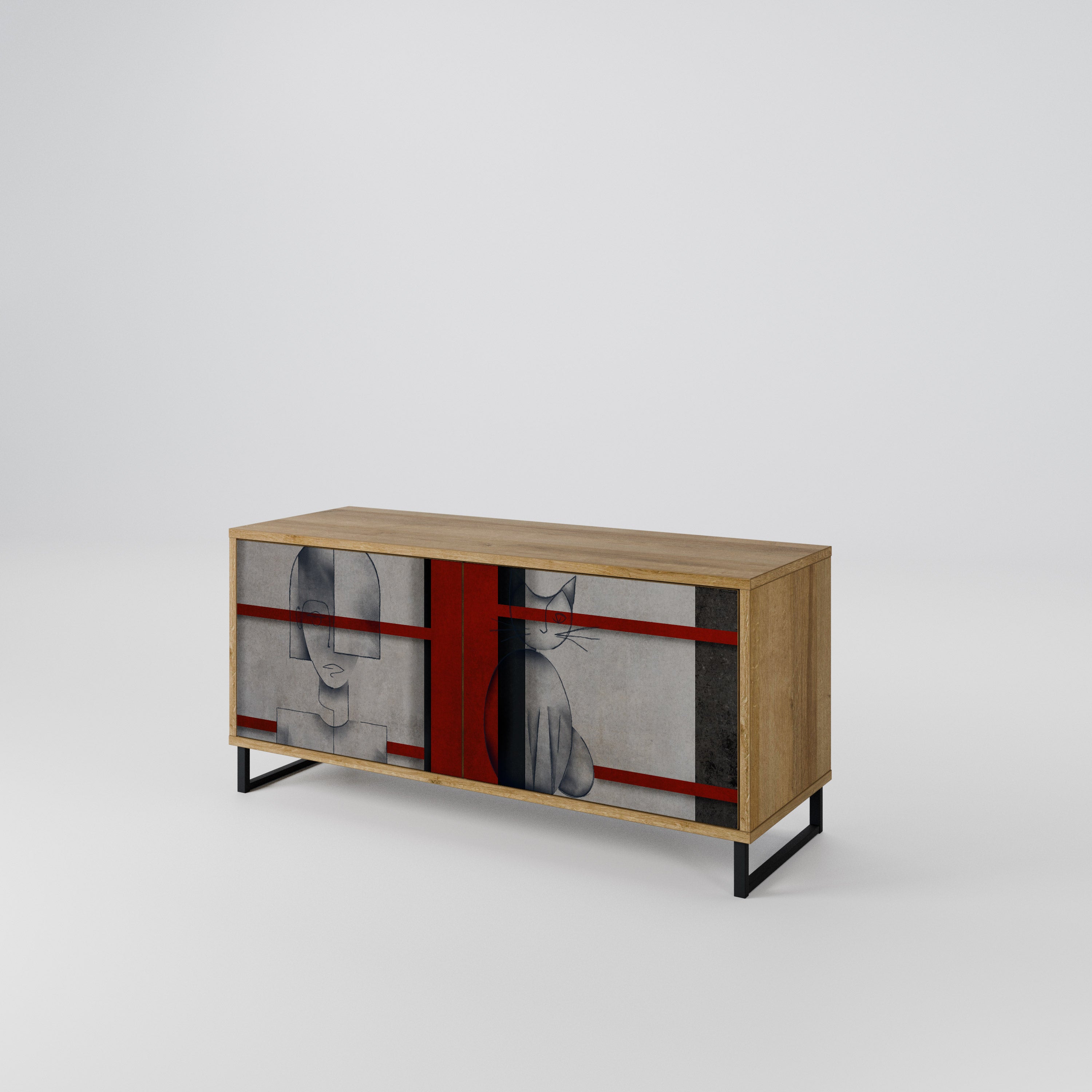 GRAY FIGURES Mueble de TV Compacto de 2 puertas