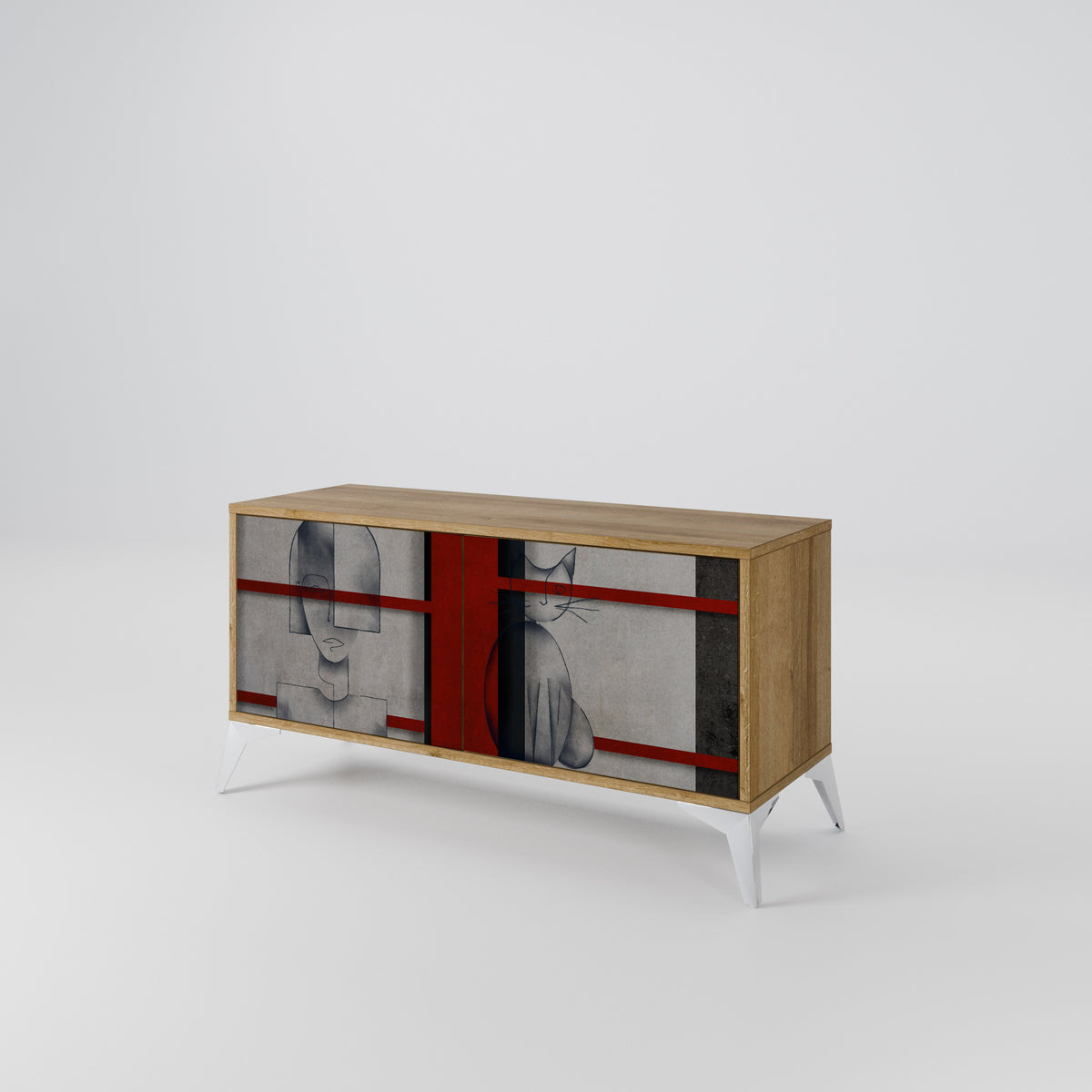 GRAY FIGURES Mueble de TV Compacto de 2 puertas