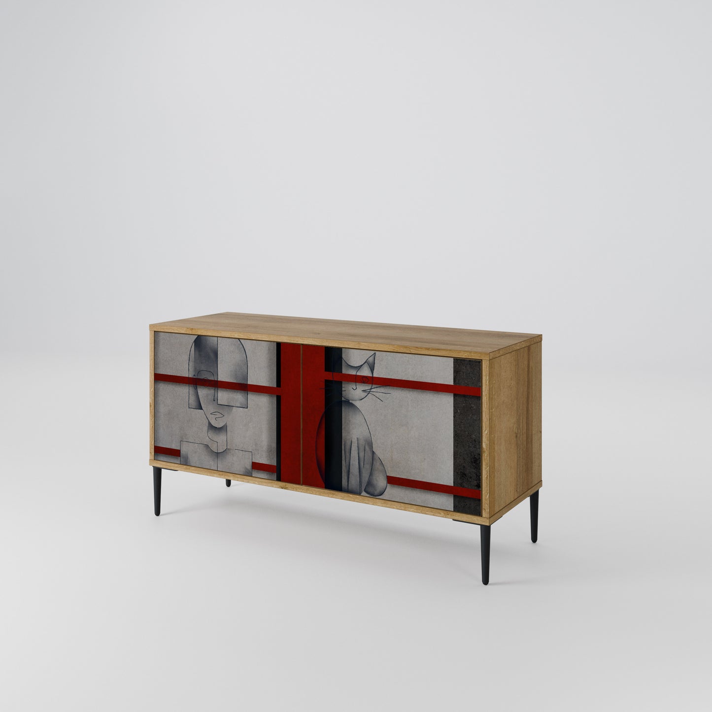 GRAY FIGURES Mueble de TV Compacto de 2 puertas