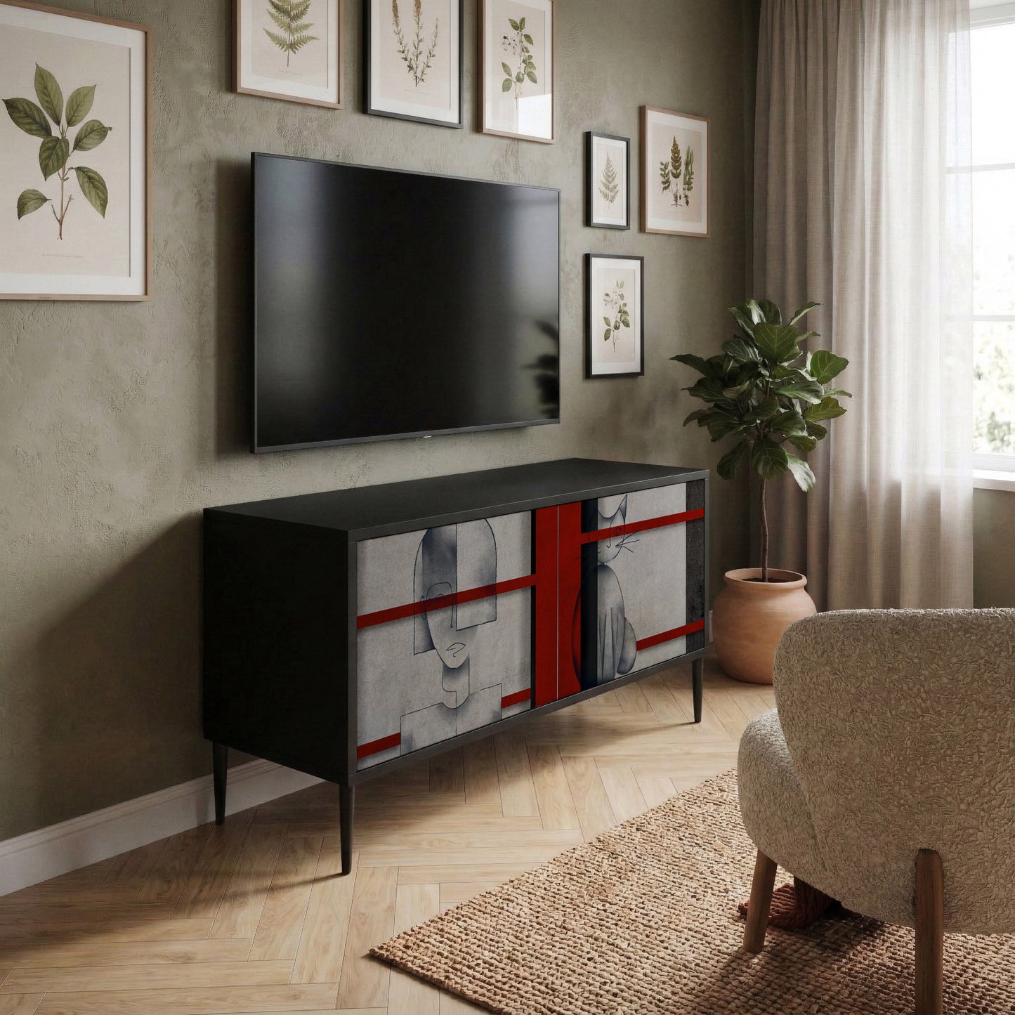 GRAY FIGURES Mueble de TV Compacto de 2 puertas