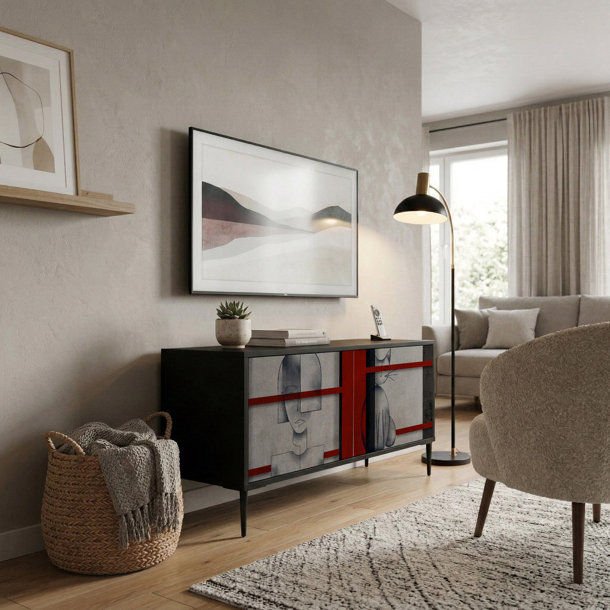 GRAY FIGURES Mueble de TV Compacto de 2 puertas