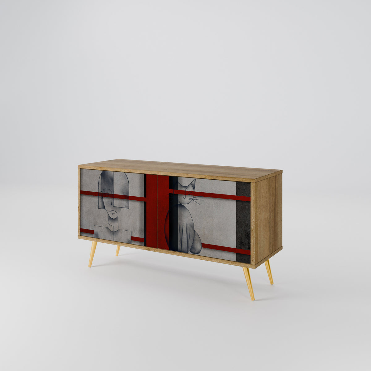 GRAY FIGURES Mueble de TV Compacto de 2 puertas