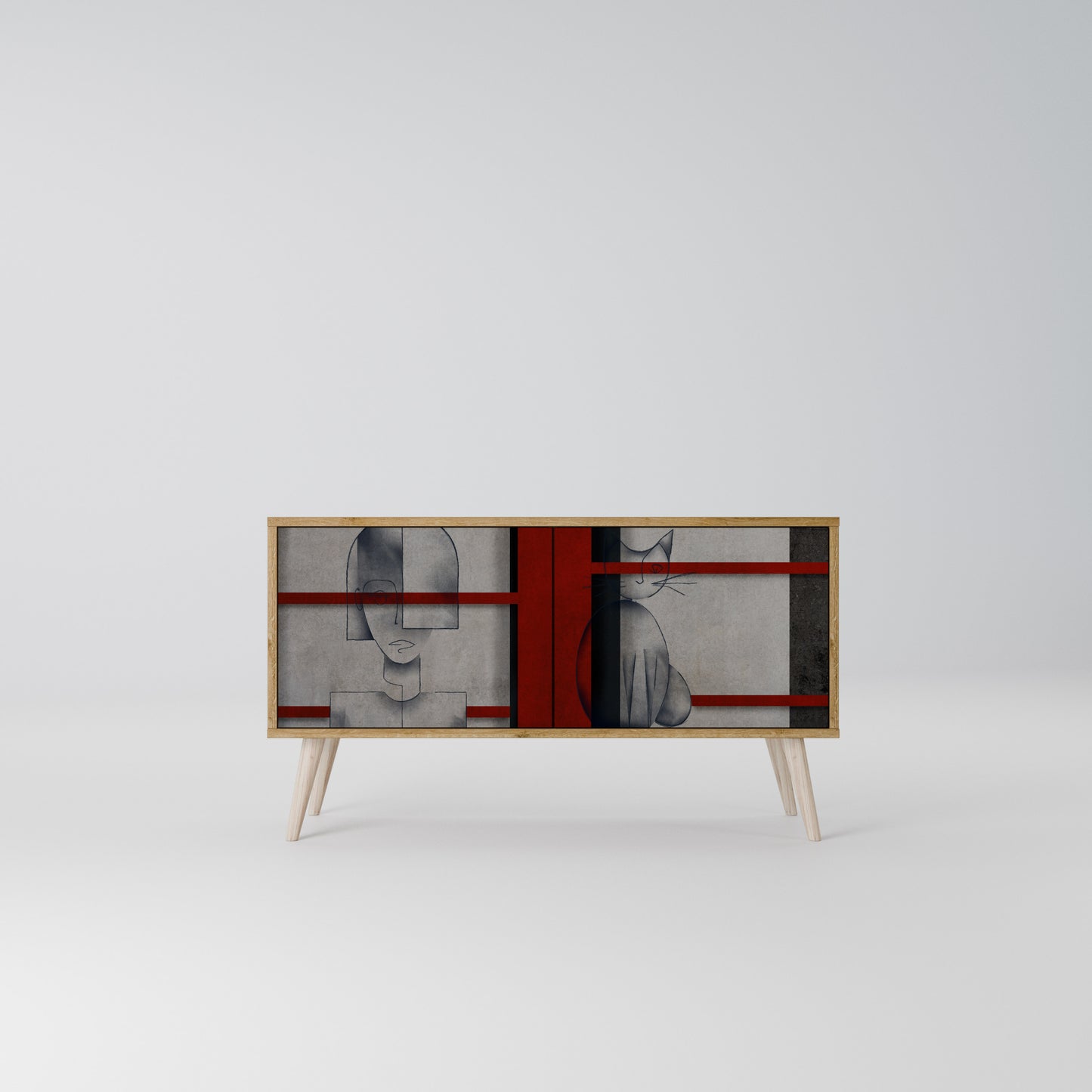 GRAY FIGURES Mueble de TV Compacto de 2 puertas