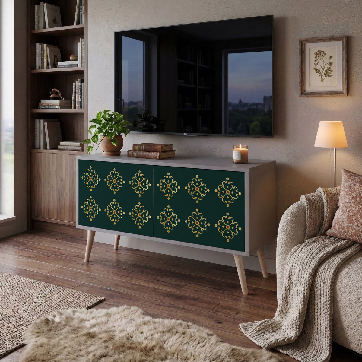 ROYAL MEDALLION Mueble de TV Compacto de 2 puertas
