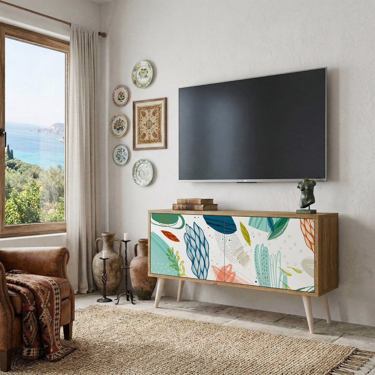BOTANICAL HURRICANE Mueble de TV Compacto de 2 puertas