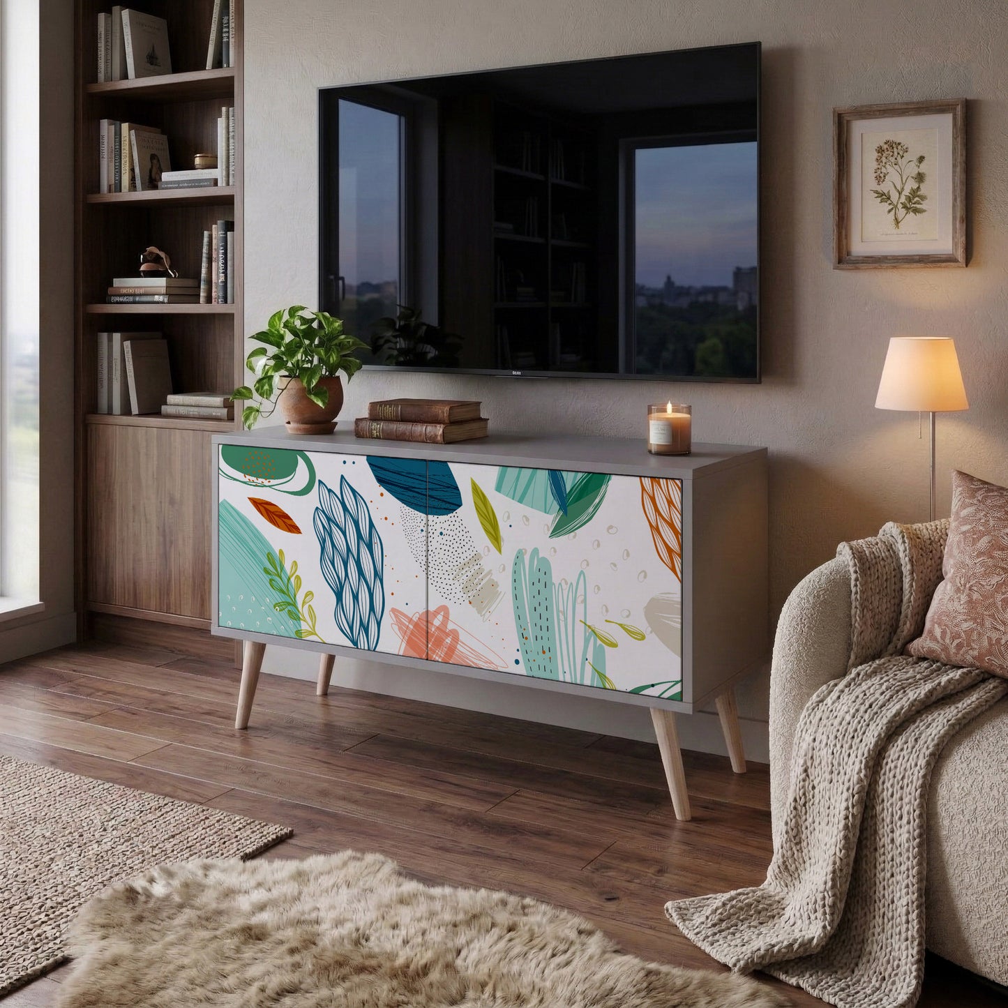 BOTANICAL HURRICANE Mueble de TV Compacto de 2 puertas