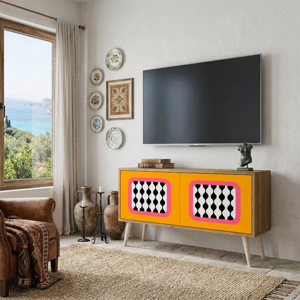 TEARS IN HEAVEN Mueble de TV Compacto de 2 puertas
