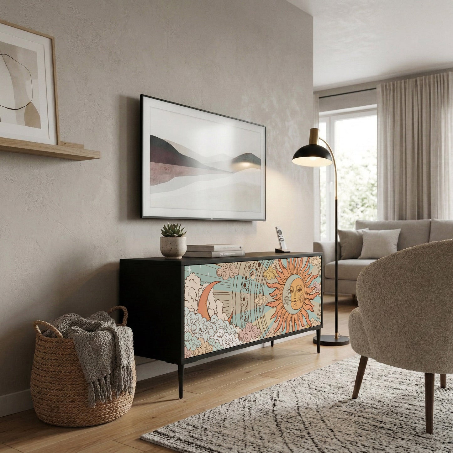 MYSTICAL STRUCTURE Compact 2-Door TV Cabinet