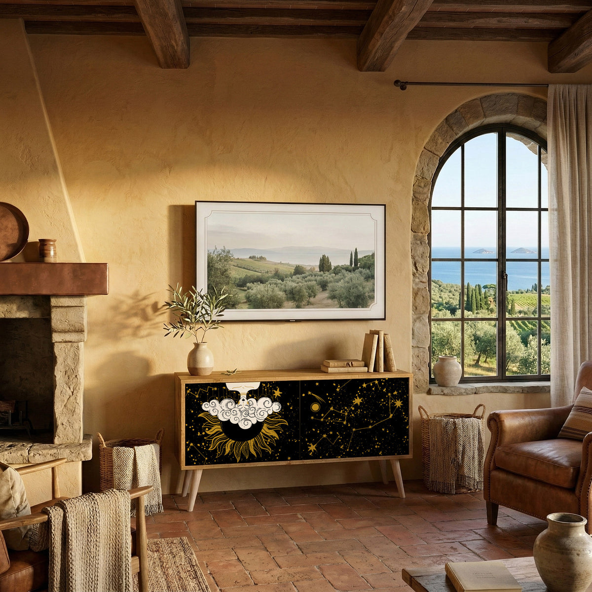 STELLAR CONSTELLATIONS Mueble de TV Compacto de 2 puertas