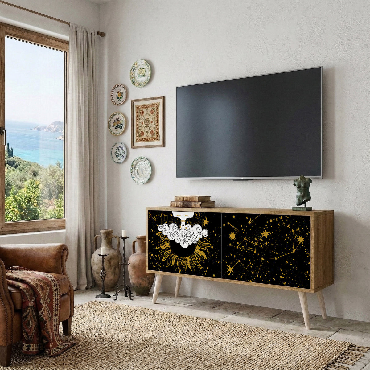 STELLAR CONSTELLATIONS Mueble de TV Compacto de 2 puertas