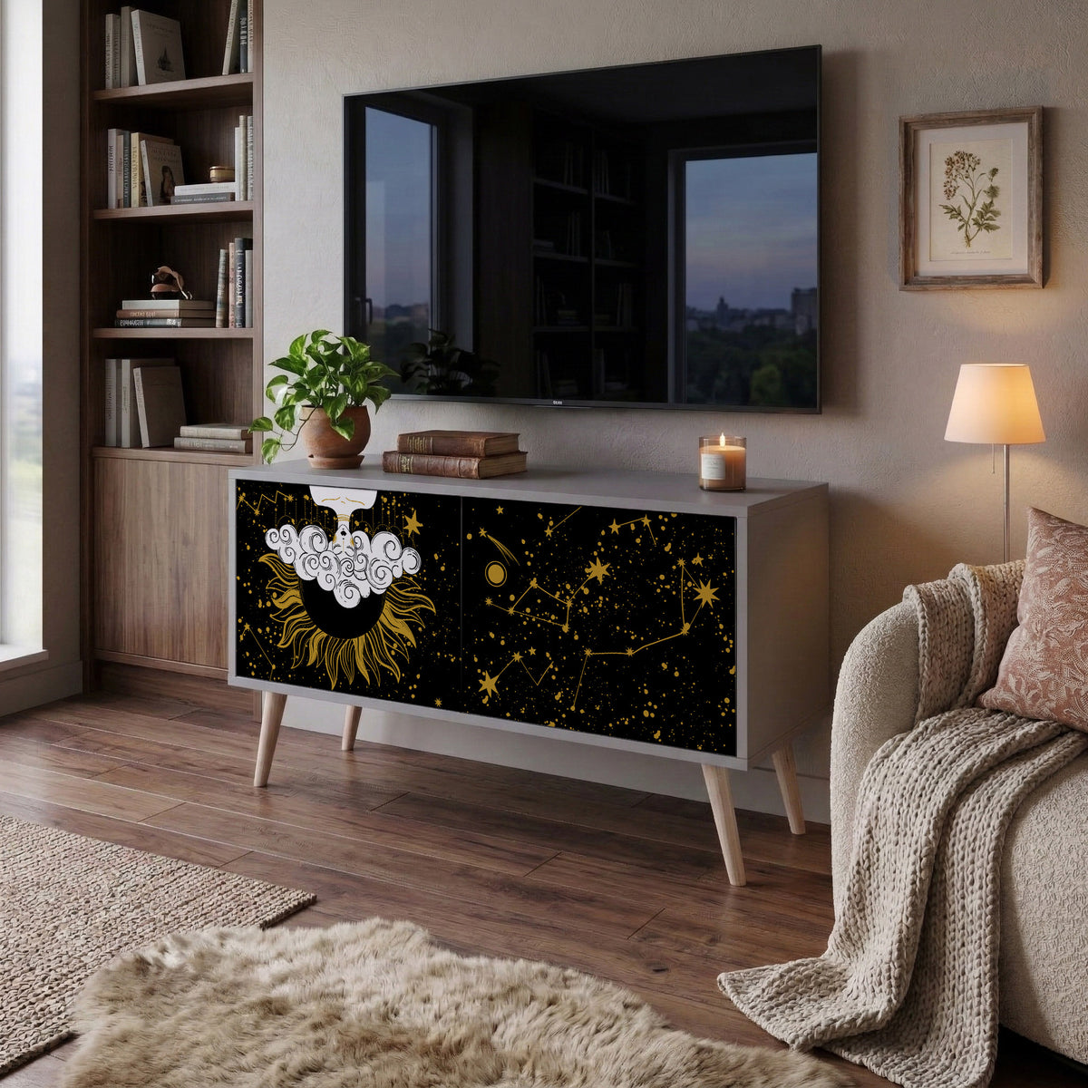 STELLAR CONSTELLATIONS Mueble de TV Compacto de 2 puertas