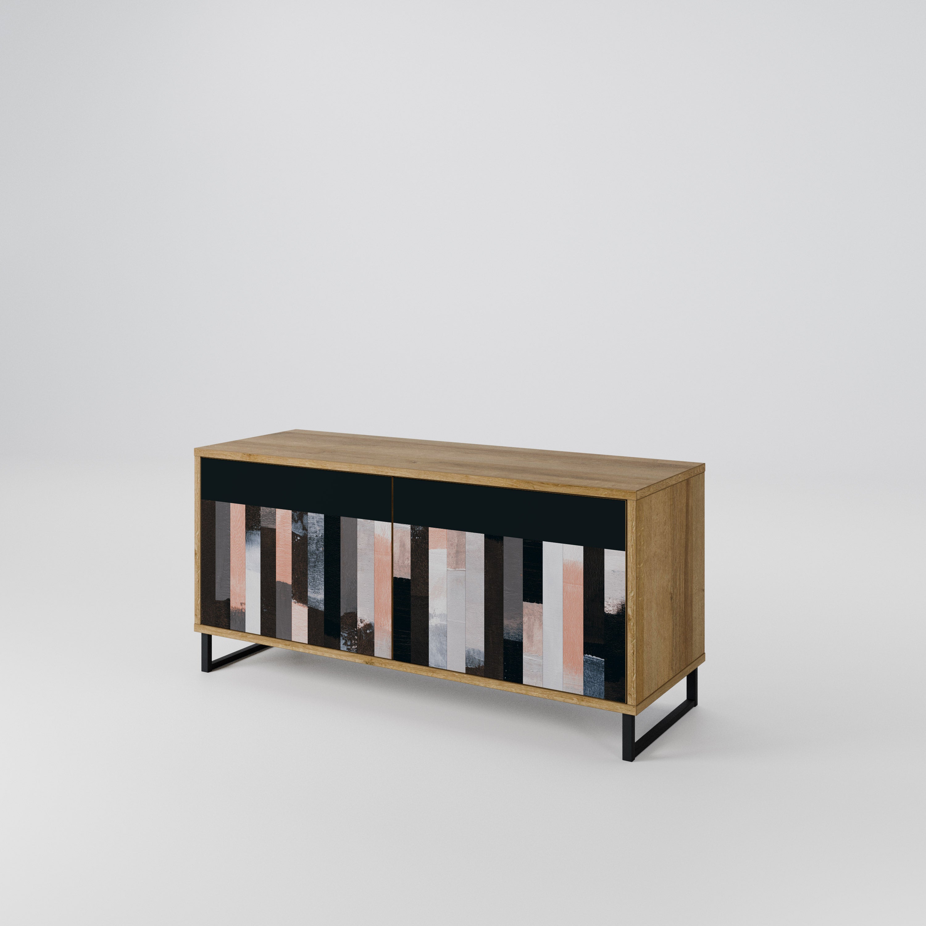 COLLAGE OF RECTANGLES Compact 2-Door TV Cabinet