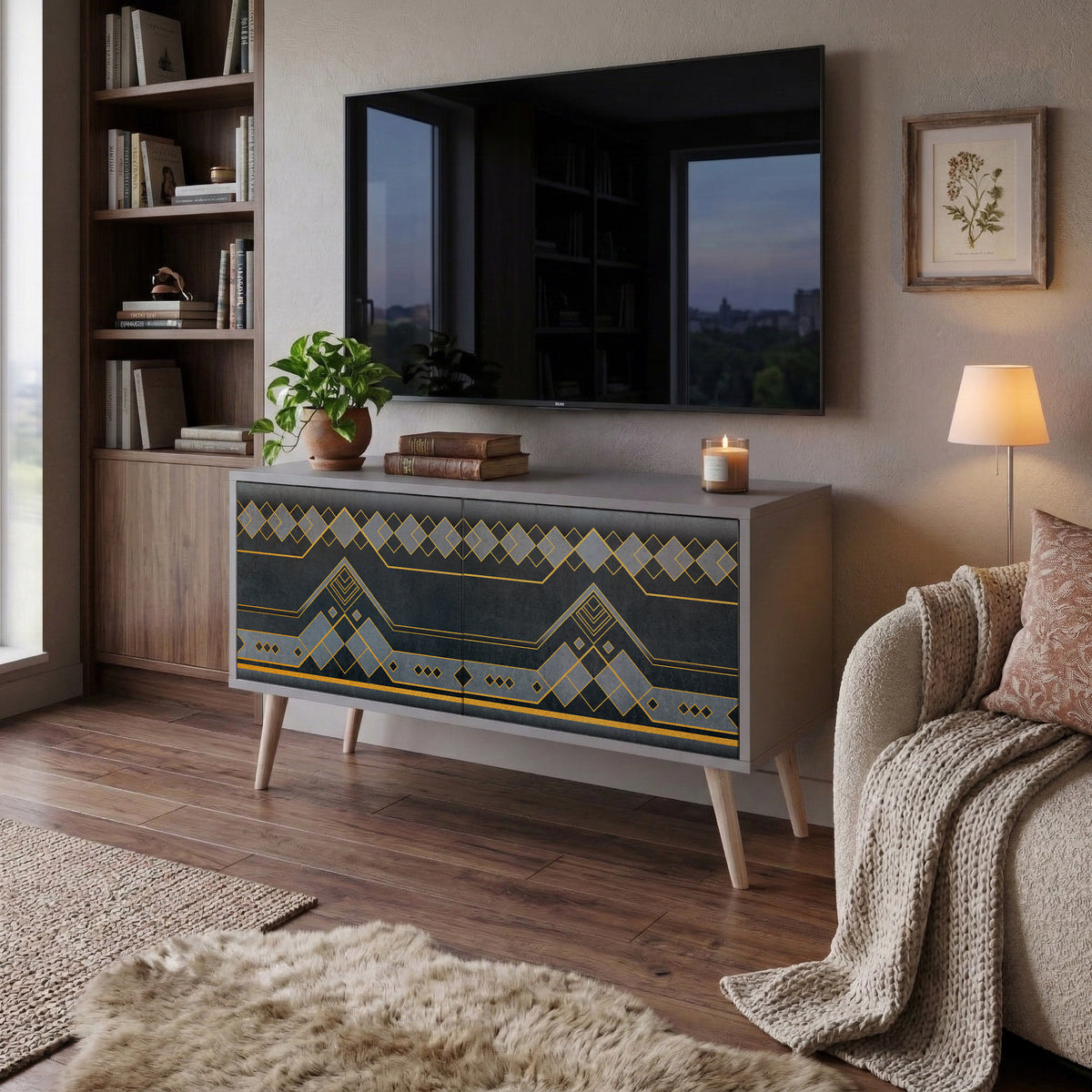 ROYAL ORDINARINESS Mueble de TV Compacto de 2 puertas