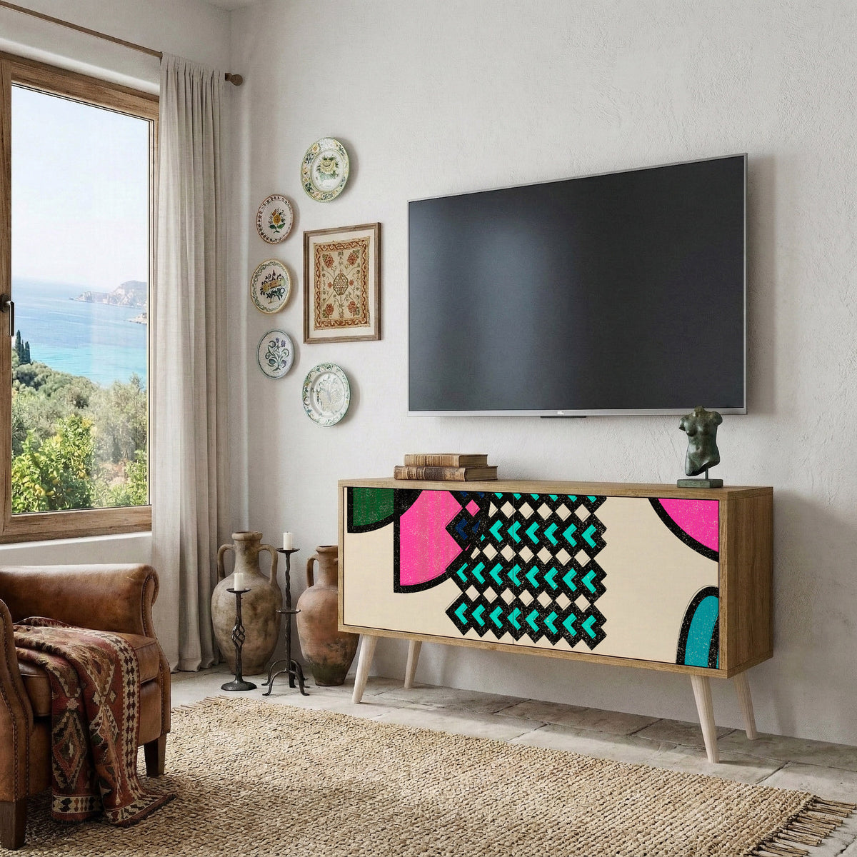 GEOMETRIC RHAPSODY Mueble de TV Compacto de 2 puertas