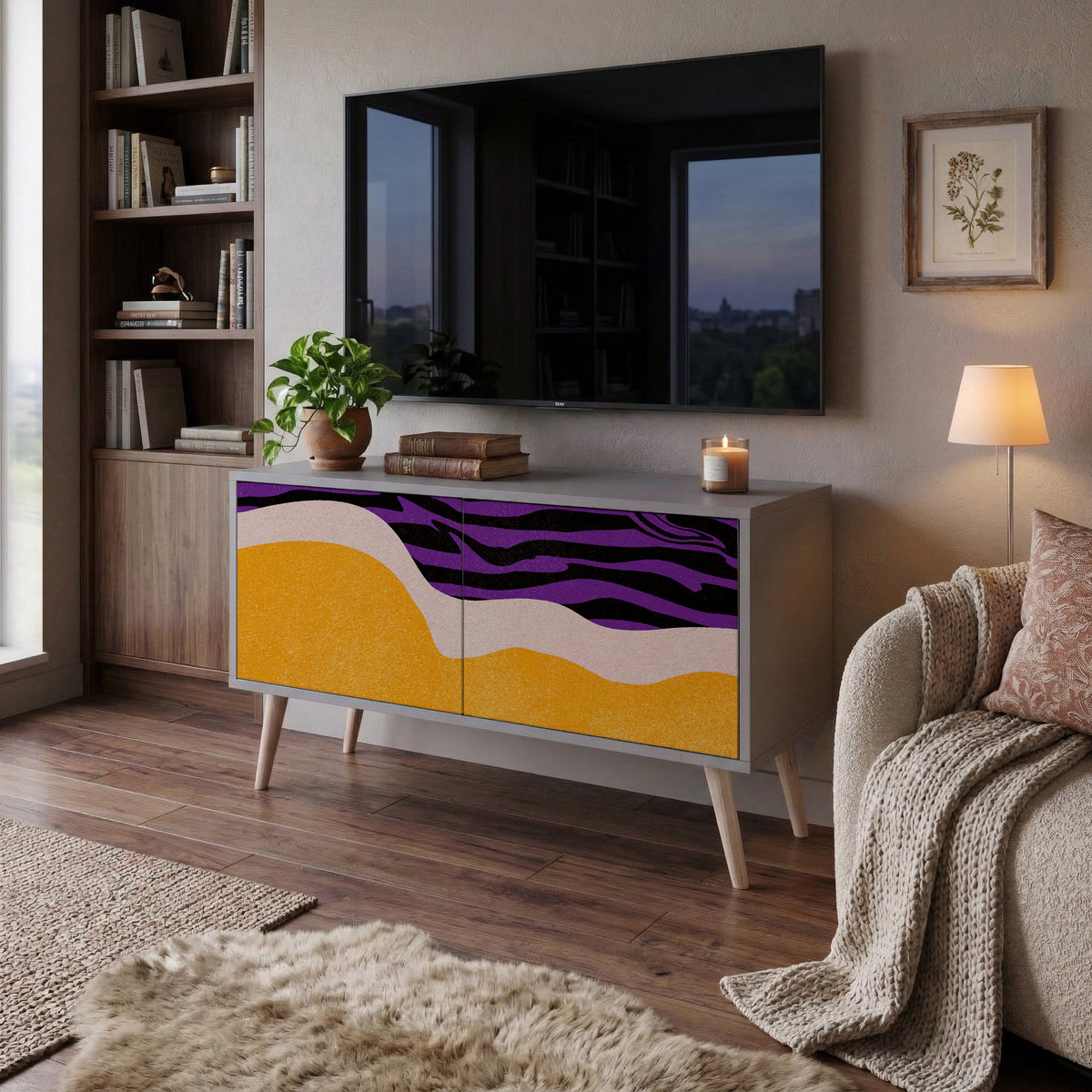 INDEPENDENT BORDER Mueble de TV Compacto de 2 puertas