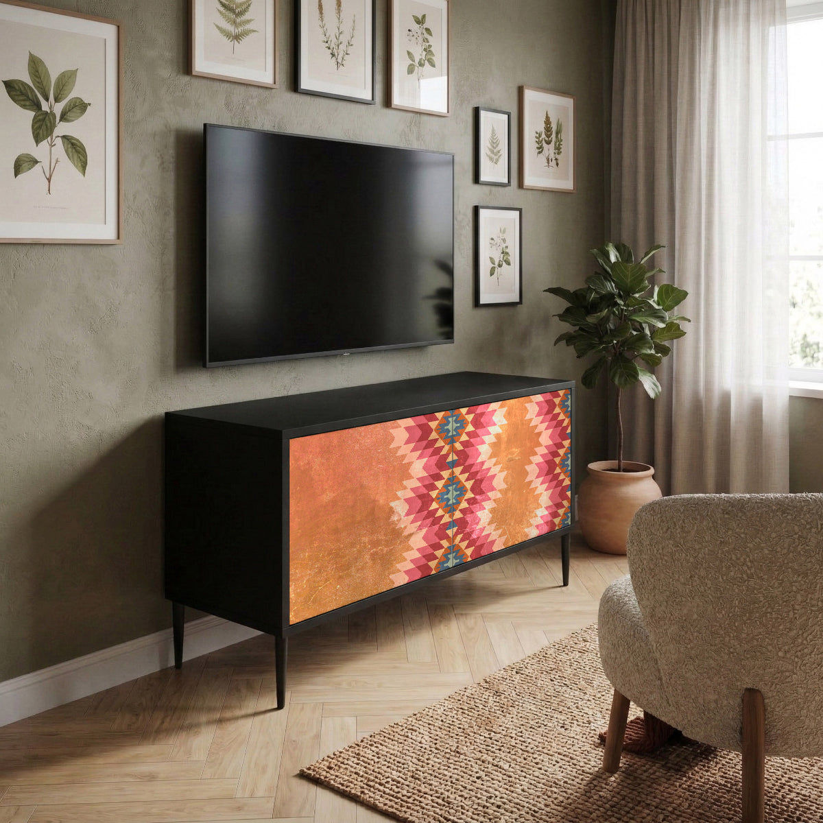 INDIAN FOLK Mueble de TV Compacto de 2 puertas