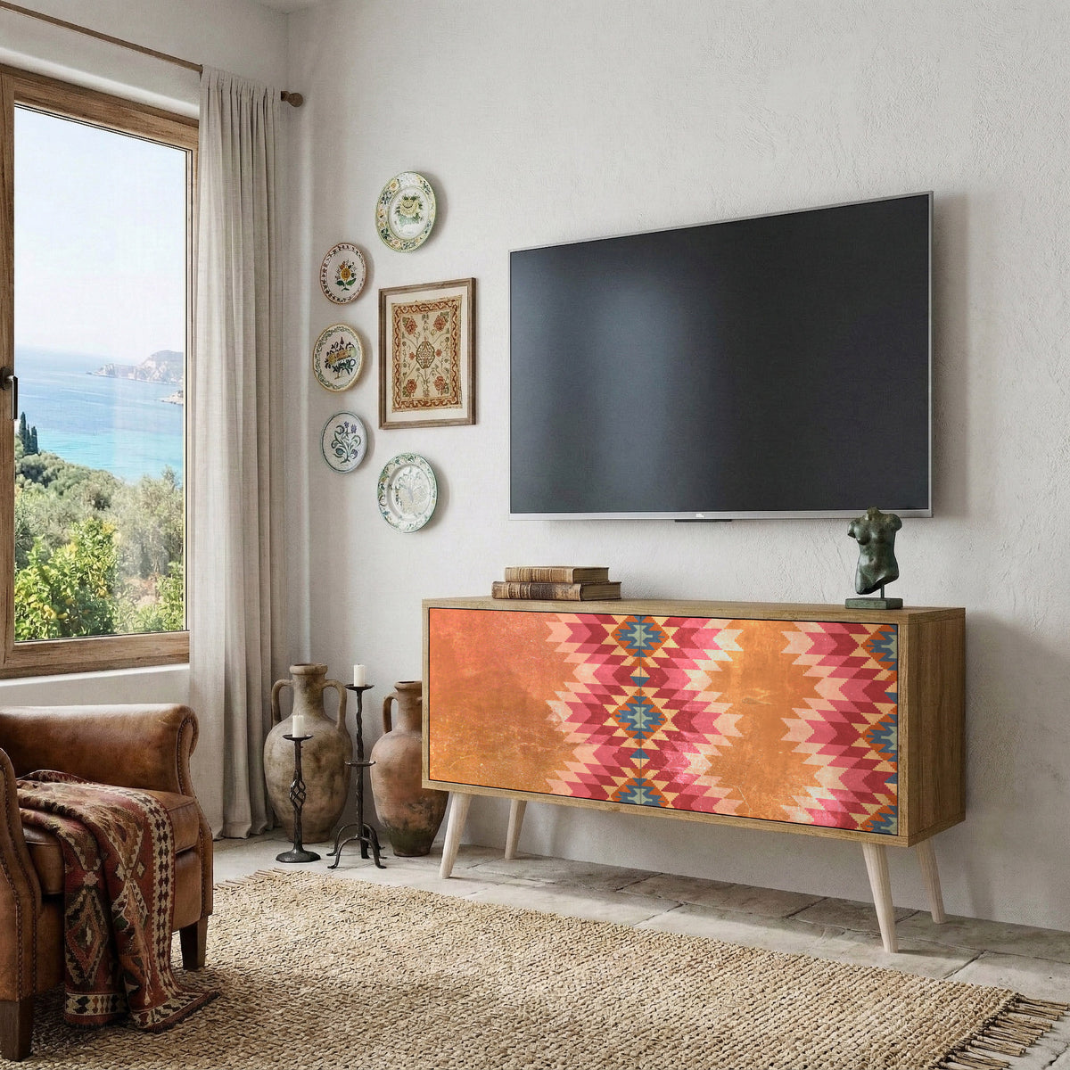 INDIAN FOLK Mueble de TV Compacto de 2 puertas