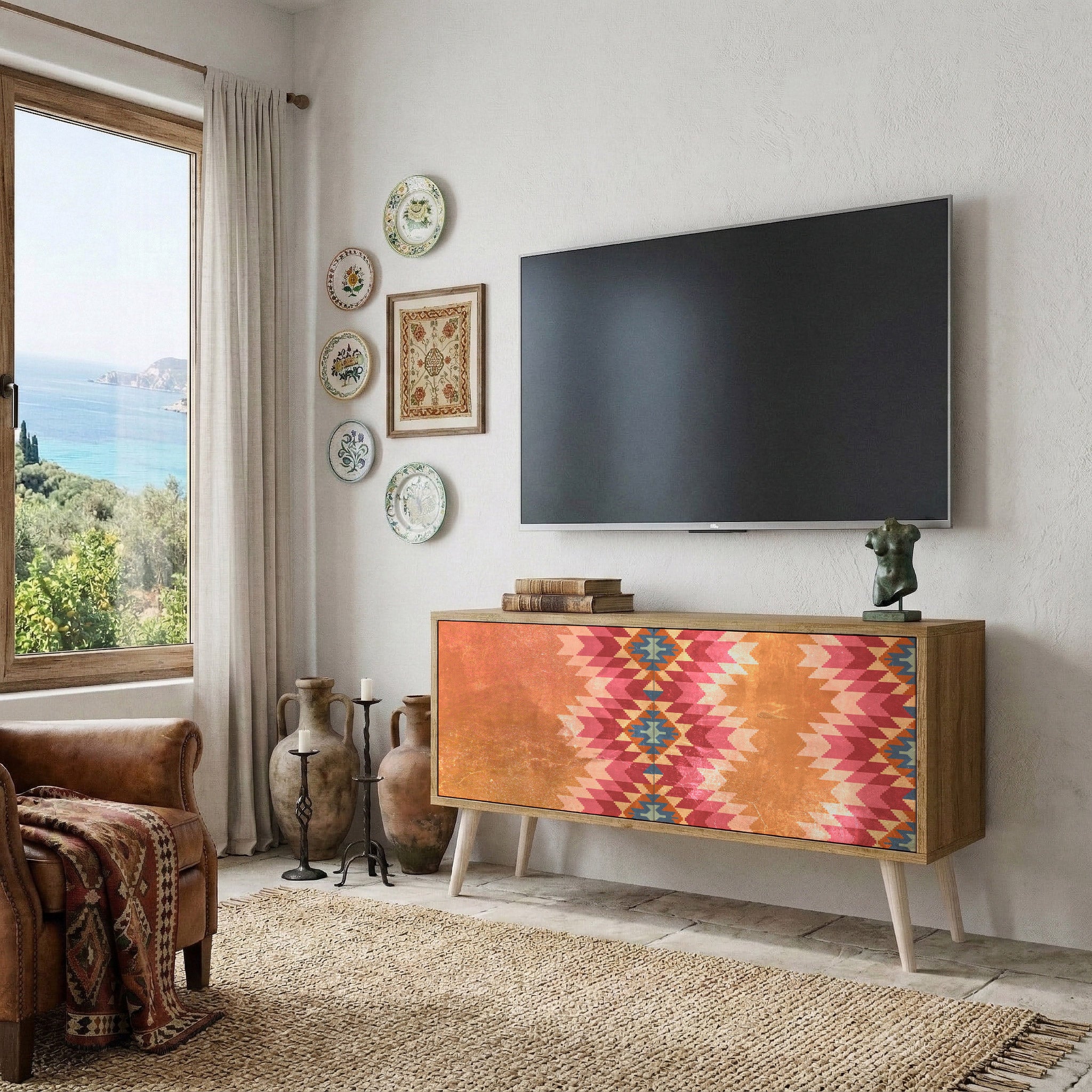 INDIAN FOLK Compact 2-Door TV Cabinet