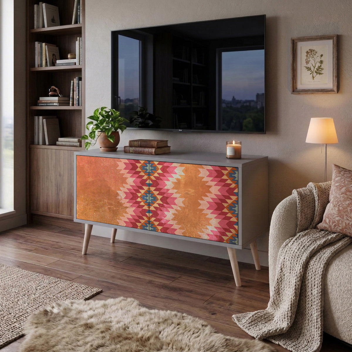 INDIAN FOLK Mueble de TV Compacto de 2 puertas