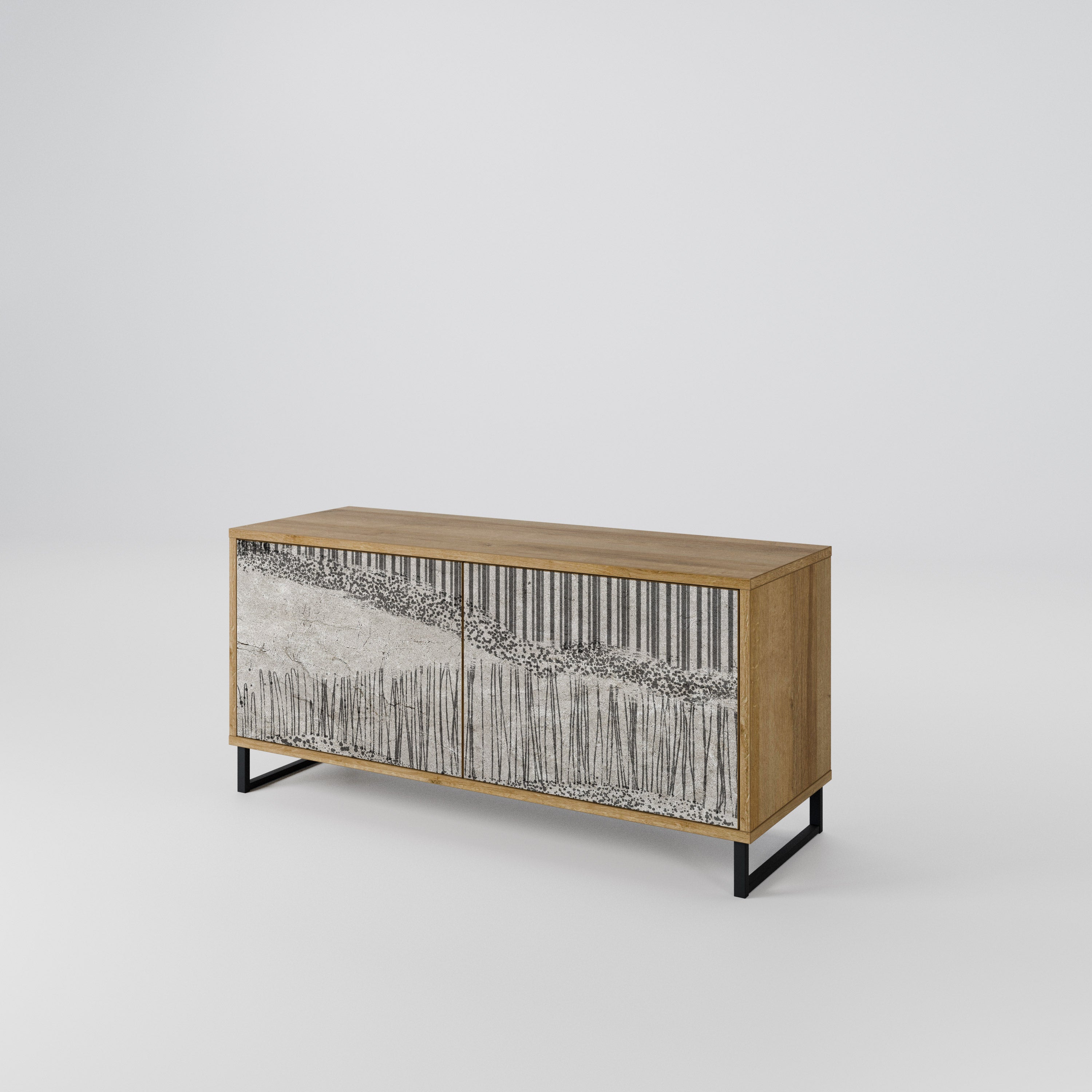 GRAIN LINES Mueble de TV Compacto de 2 puertas