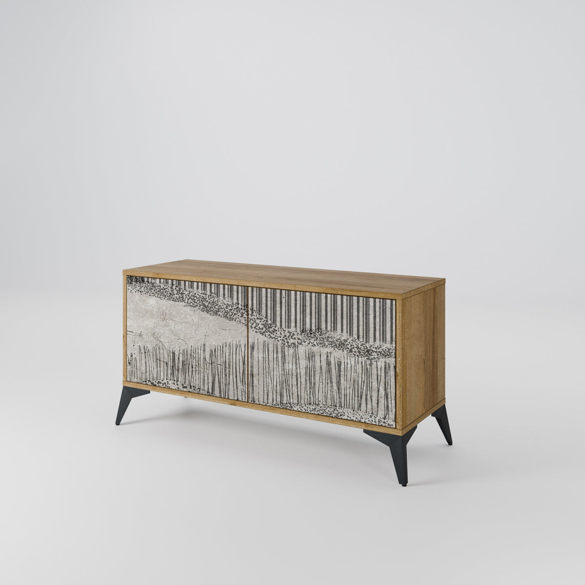 GRAIN LINES Mueble de TV Compacto de 2 puertas