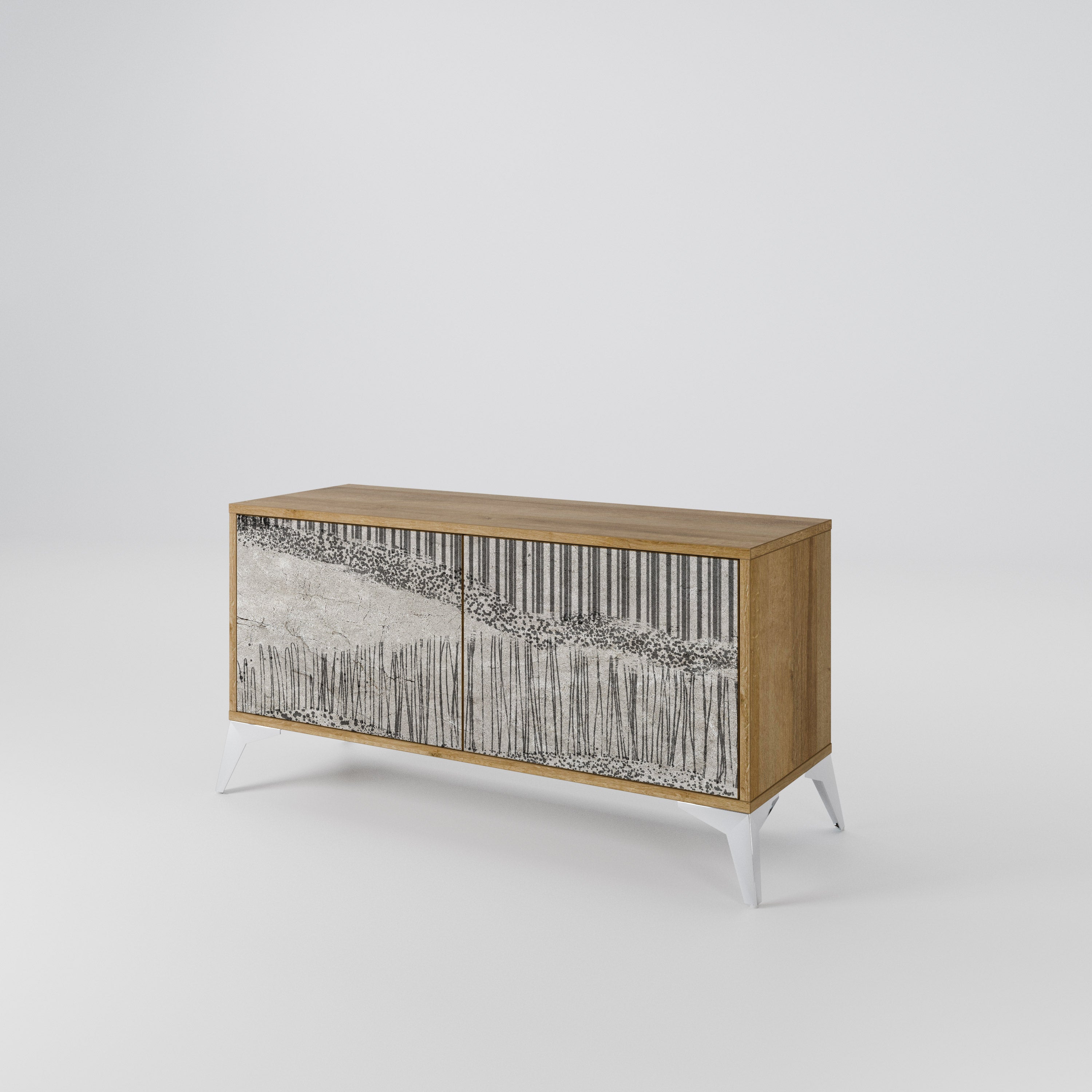 GRAIN LINES Mueble de TV Compacto de 2 puertas