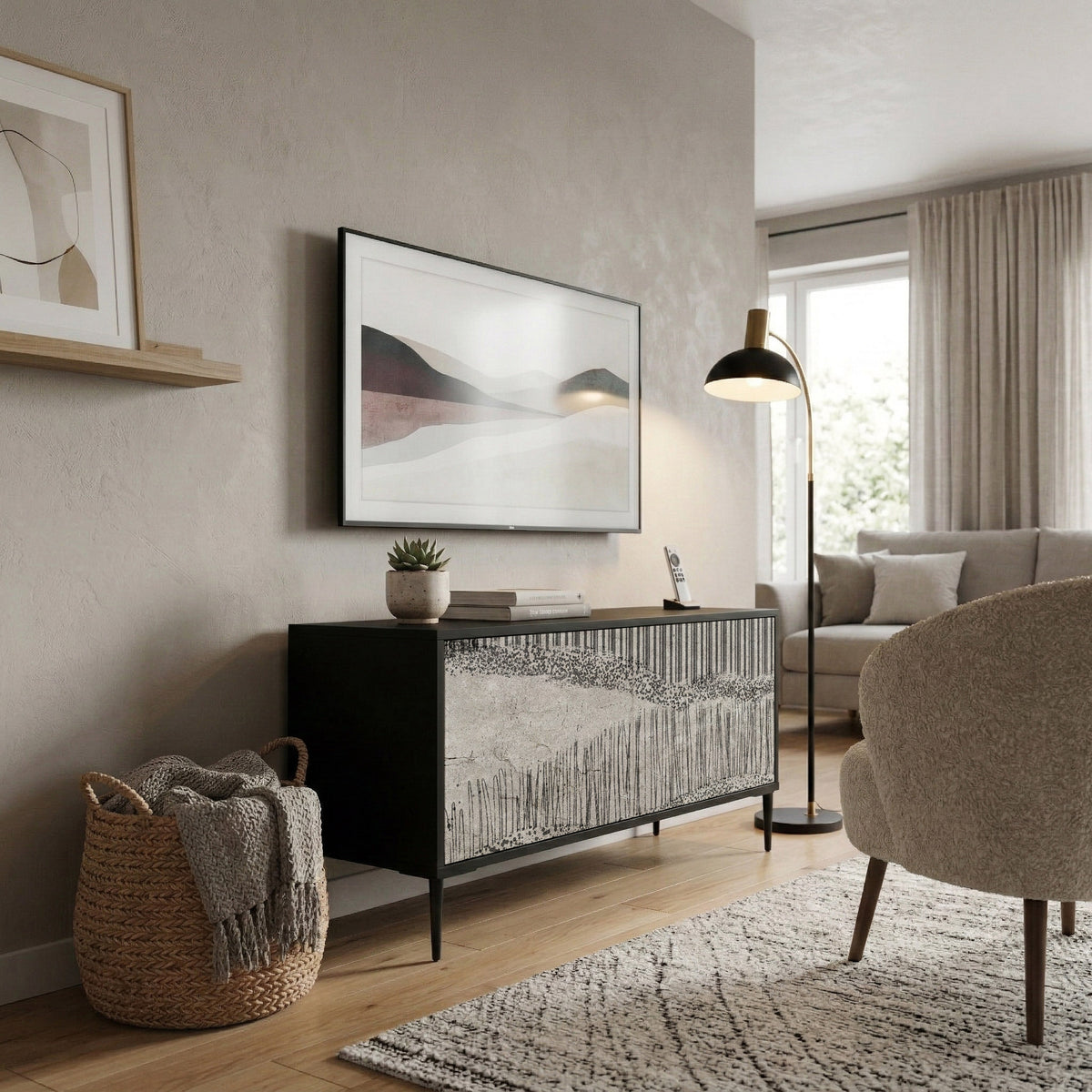 GRAIN LINES Mueble de TV Compacto de 2 puertas