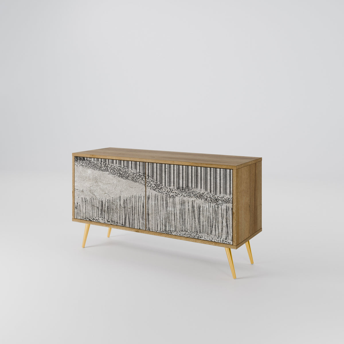 GRAIN LINES Mueble de TV Compacto de 2 puertas
