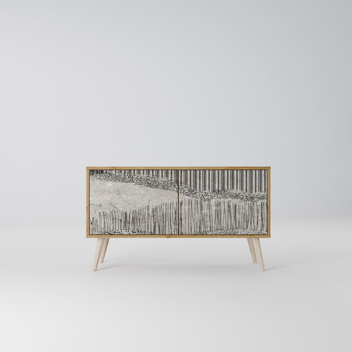 GRAIN LINES Mueble de TV Compacto de 2 puertas