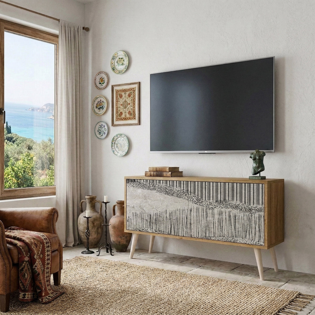 GRAIN LINES Mueble de TV Compacto de 2 puertas