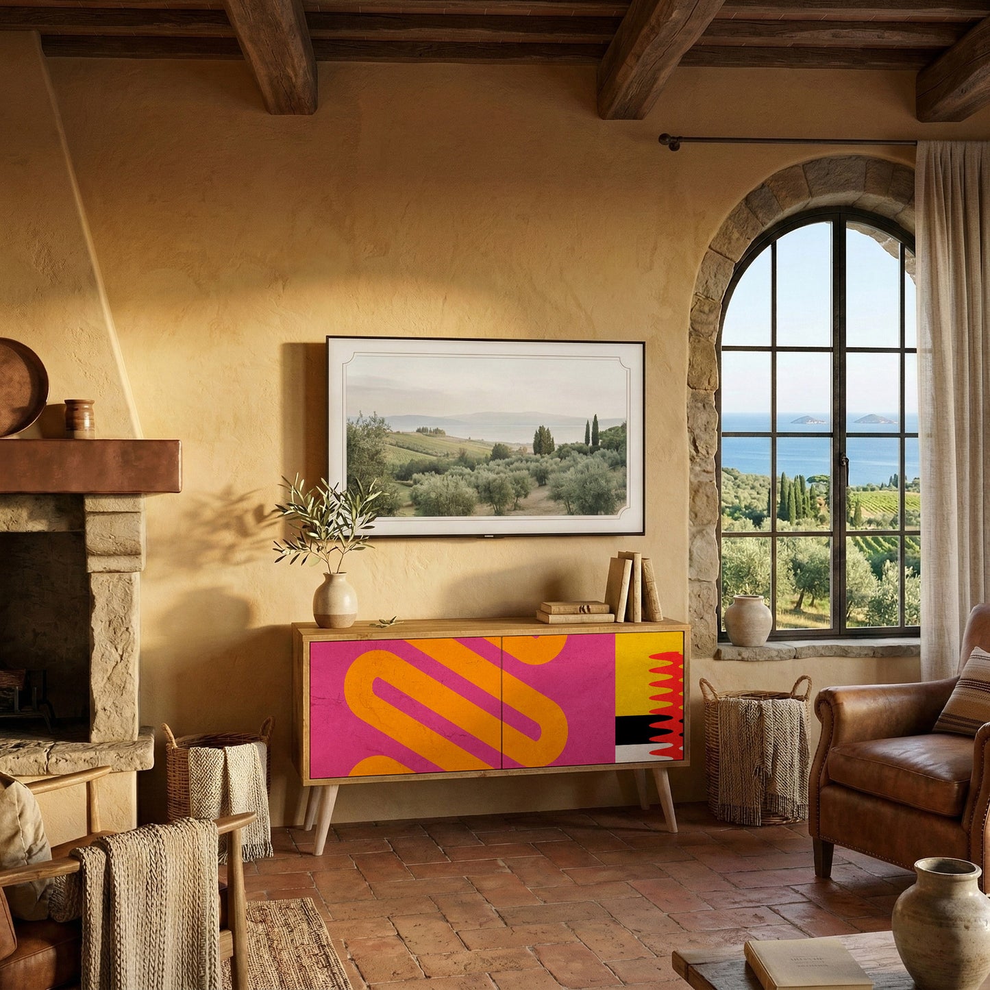 VIVID ART Mueble de TV Compacto de 2 puertas