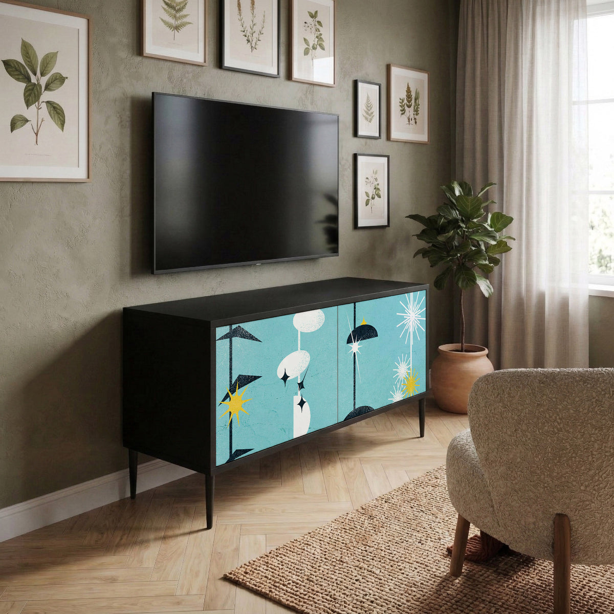 PATHS TO HAPPINESS Mueble de TV Compacto de 2 puertas