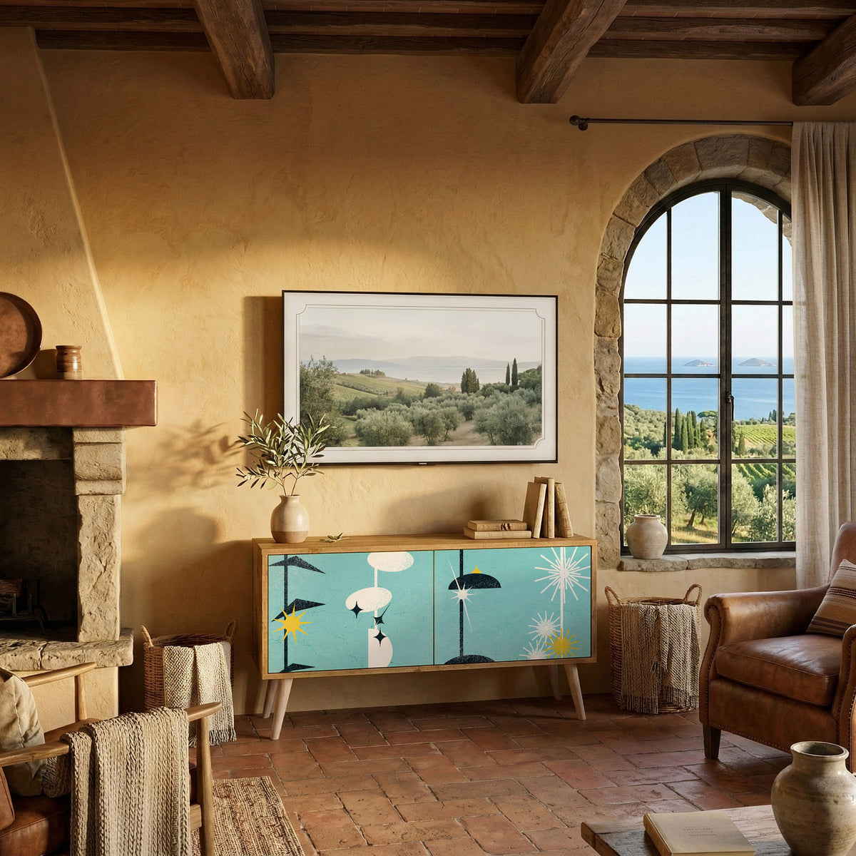 PATHS TO HAPPINESS Mueble de TV Compacto de 2 puertas