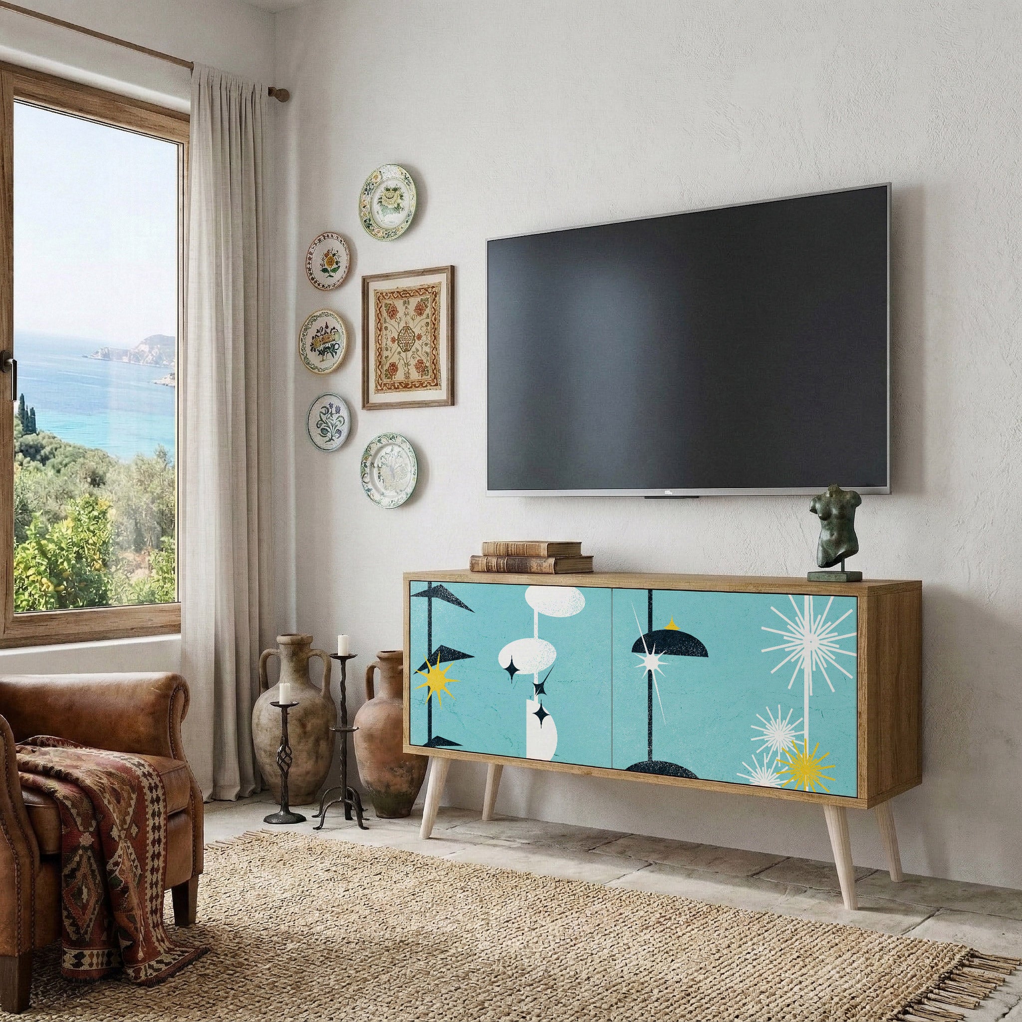 PATHS TO HAPPINESS Compact 2-Door TV Cabinet