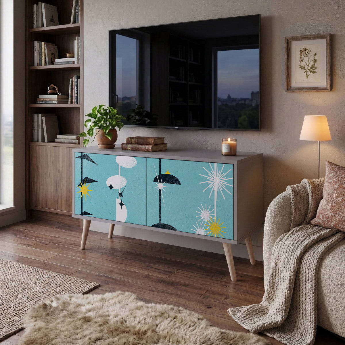 PATHS TO HAPPINESS Mueble de TV Compacto de 2 puertas