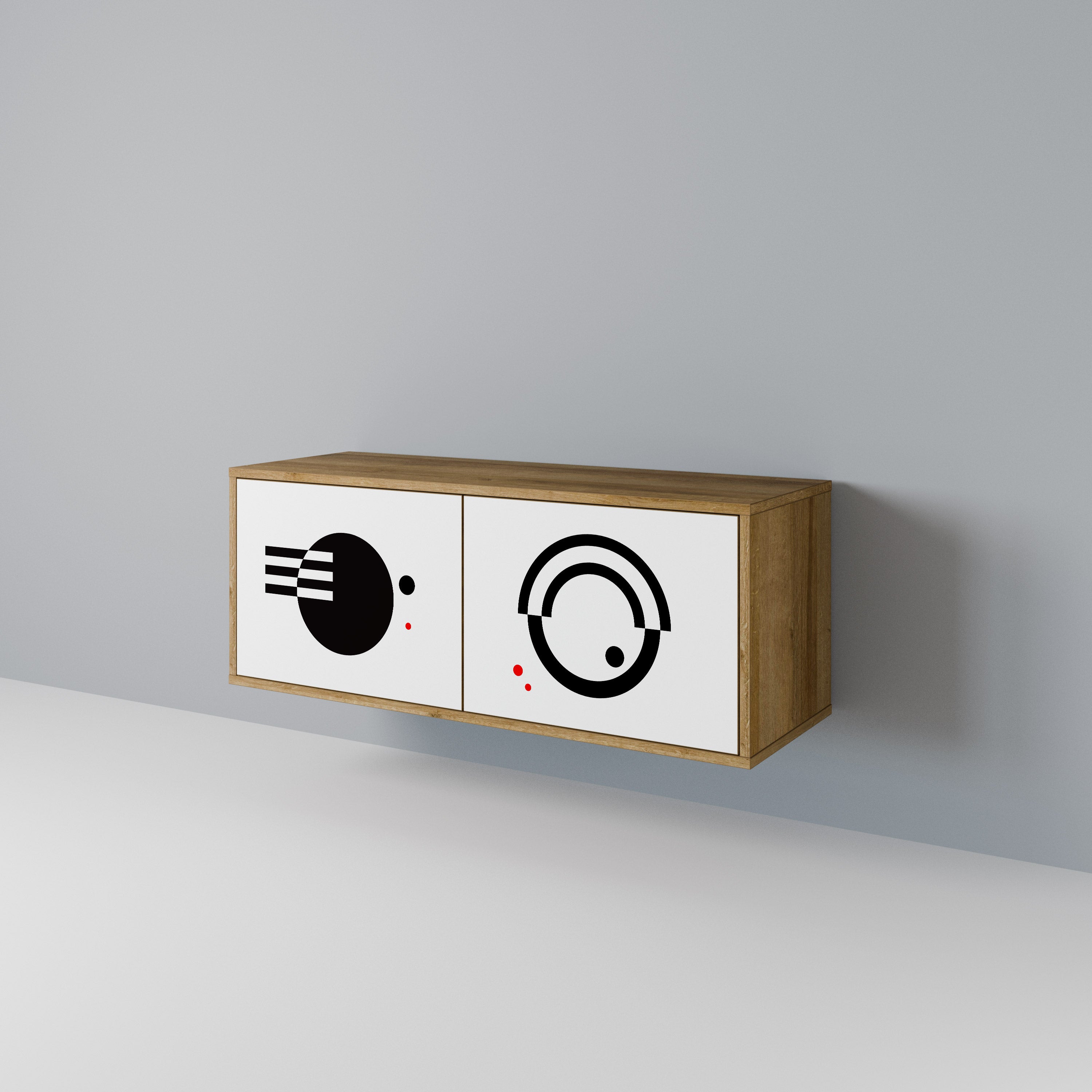 BLACK AND WHITE COMBINATION Mueble de TV Compacto de 2 puertas