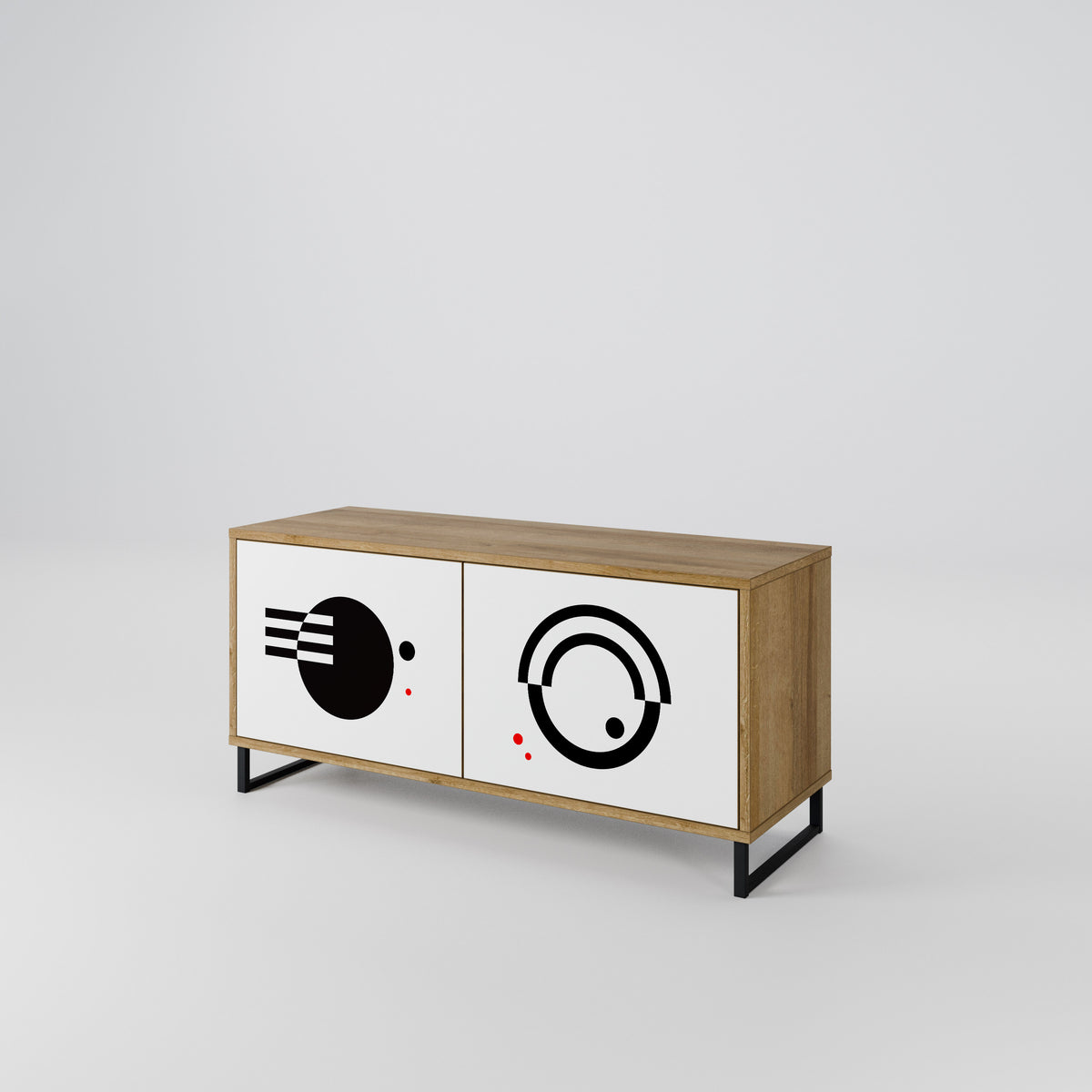 BLACK AND WHITE COMBINATION Mueble de TV Compacto de 2 puertas