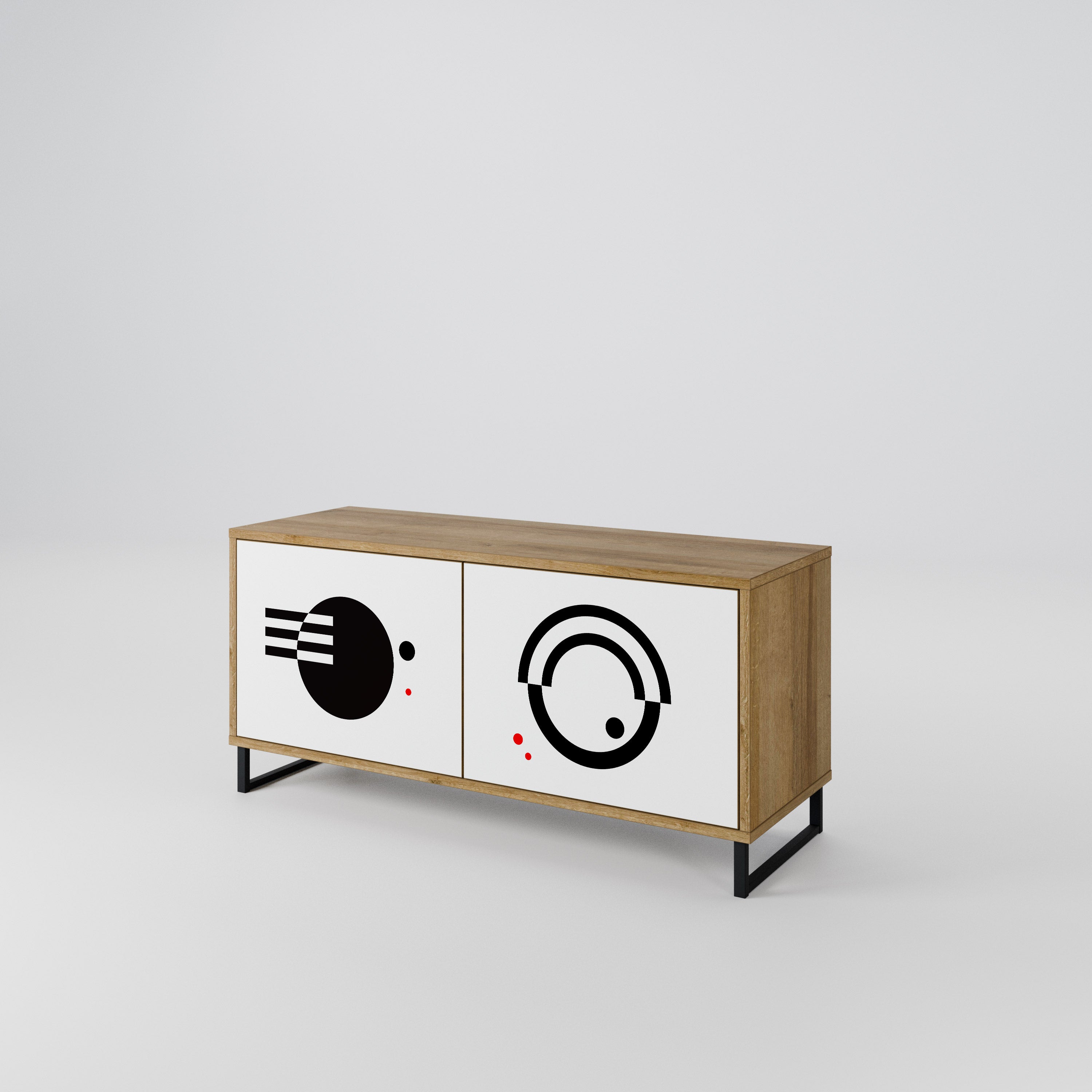 BLACK AND WHITE COMBINATION Mueble de TV Compacto de 2 puertas