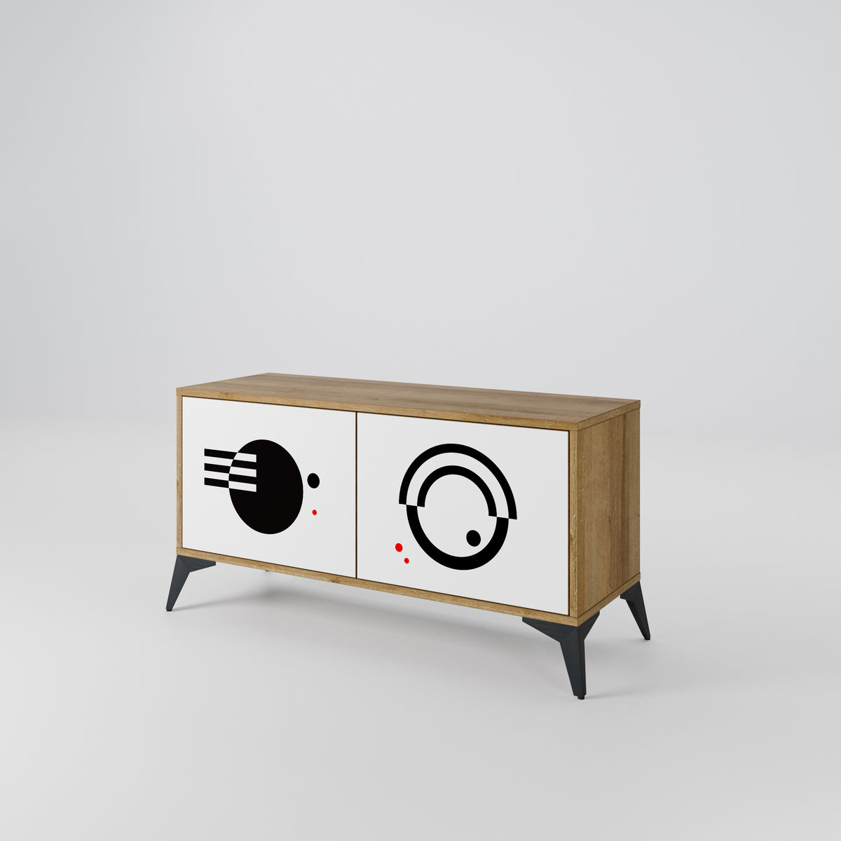 BLACK AND WHITE COMBINATION Mueble de TV Compacto de 2 puertas